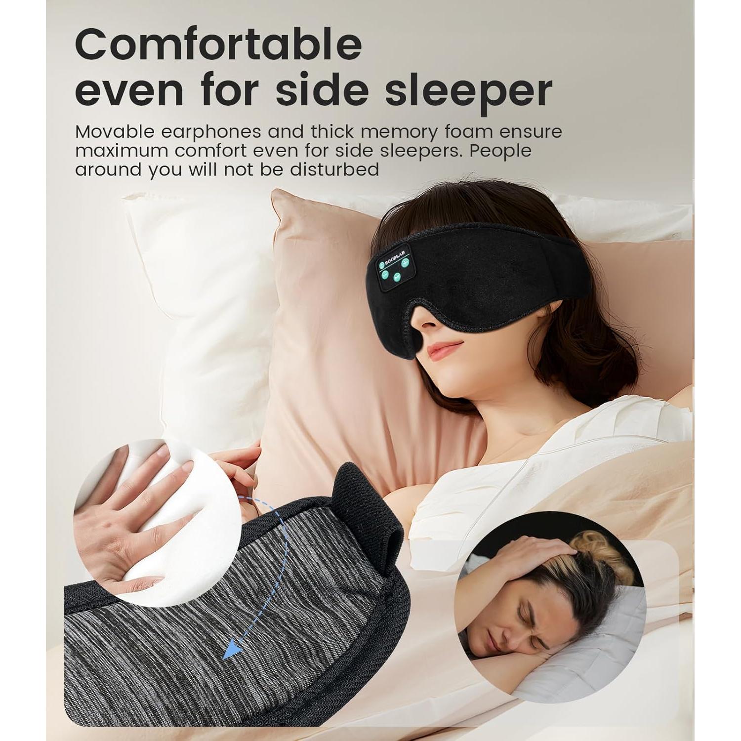 Sleep Headphones Bluetooth Sleep Mask, Sleep Mask with Bluetooth Headphones, Bluetooth Eye Mask for Sleeping with Adjustable Stereo Speakers Microphone Handsfree, Cool Gadgets Gift for Women