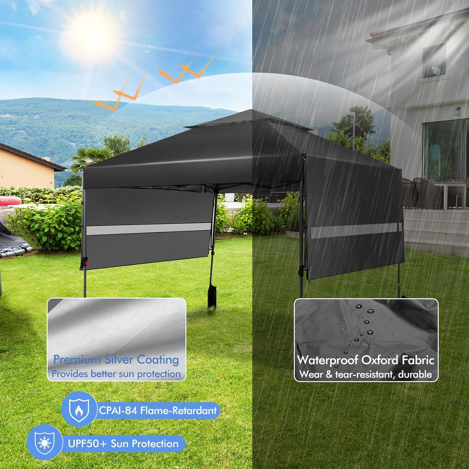 Carpa Plegable Tangkula 3.05x5.36m con Toldos Dobles Ajustables