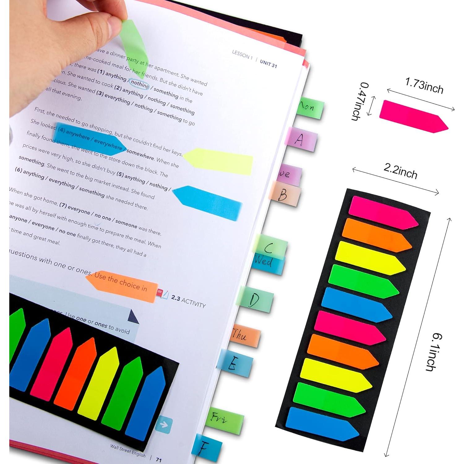 Banderas Adhesivas Fluorescentes Golcellia, 1200 Pcs, 10 Colores