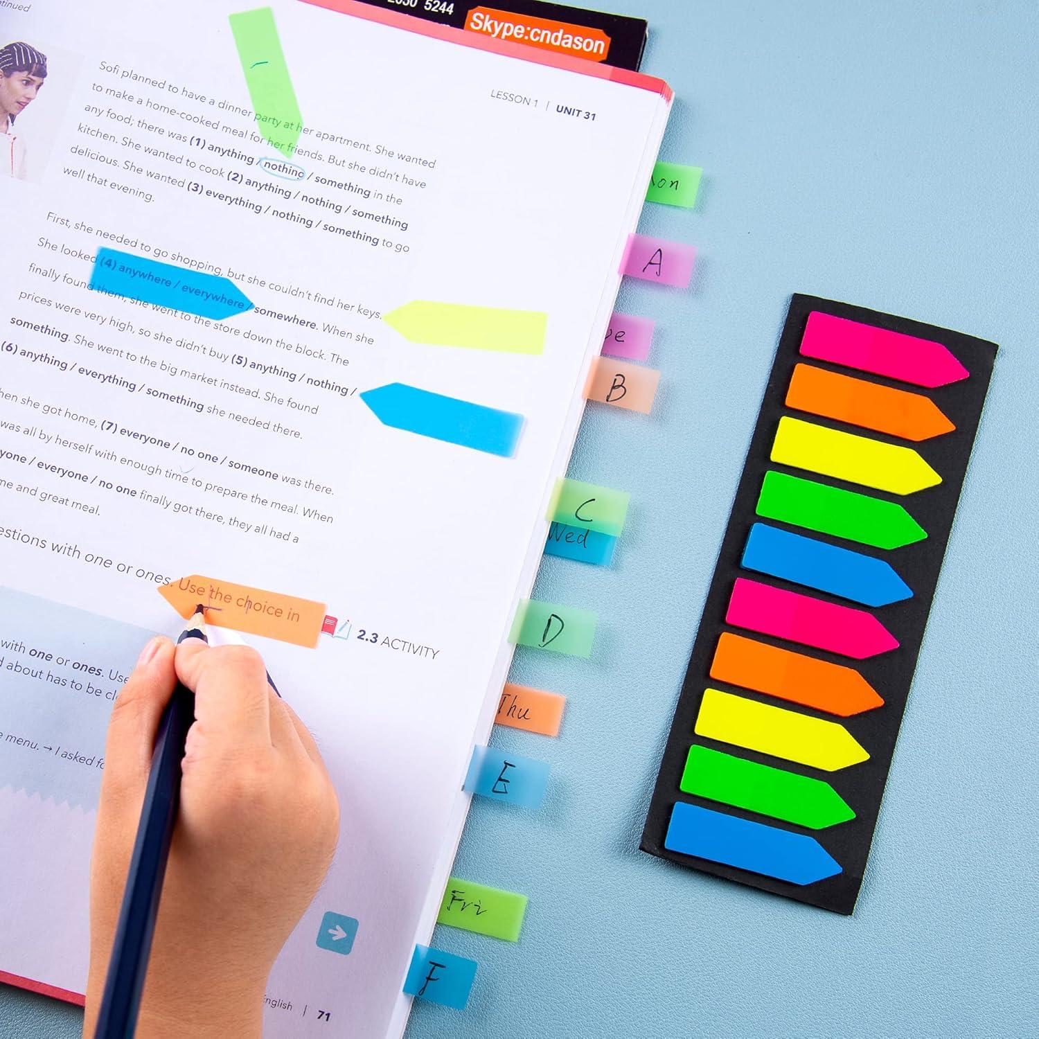 Banderas Adhesivas Fluorescentes Golcellia, 1200 Pcs, 10 Colores