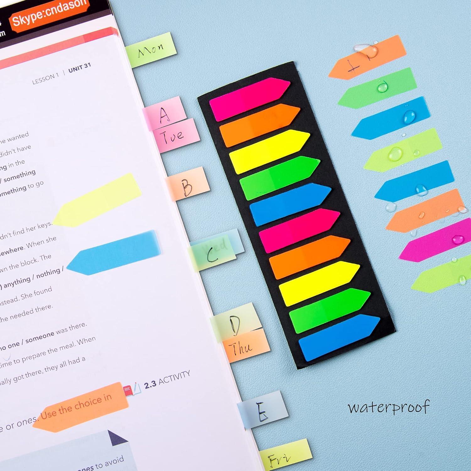 Banderas Adhesivas Fluorescentes Golcellia, 1200 Pcs, 10 Colores