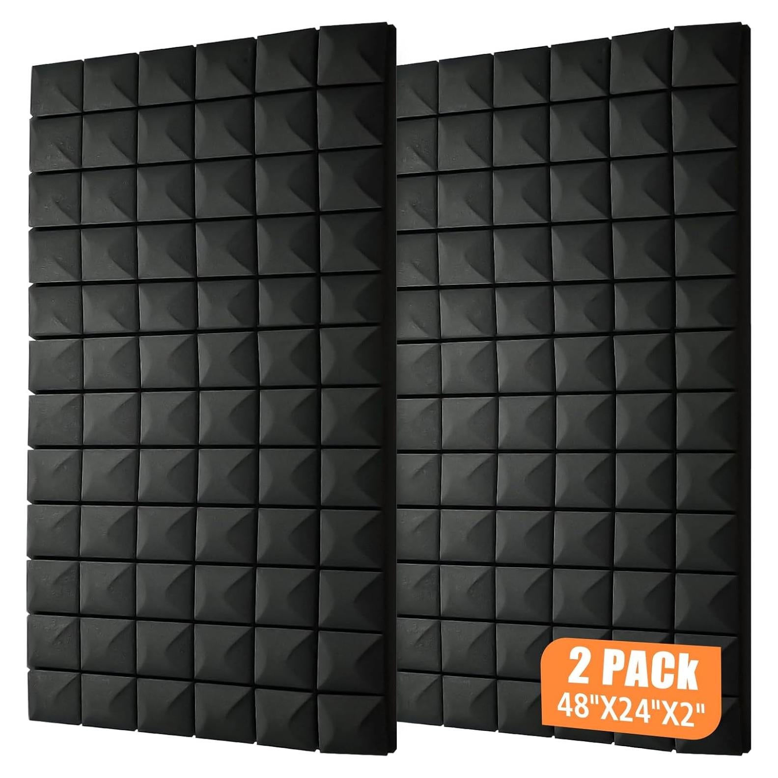 Paneles Acústicos de Espuma Aislantes 122x61x5 cm - Paquete de 2 Negro