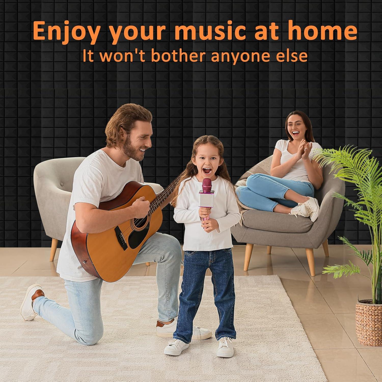 Paneles Acústicos de Espuma Aislantes 122x61x5 cm - Paquete de 2 Negro