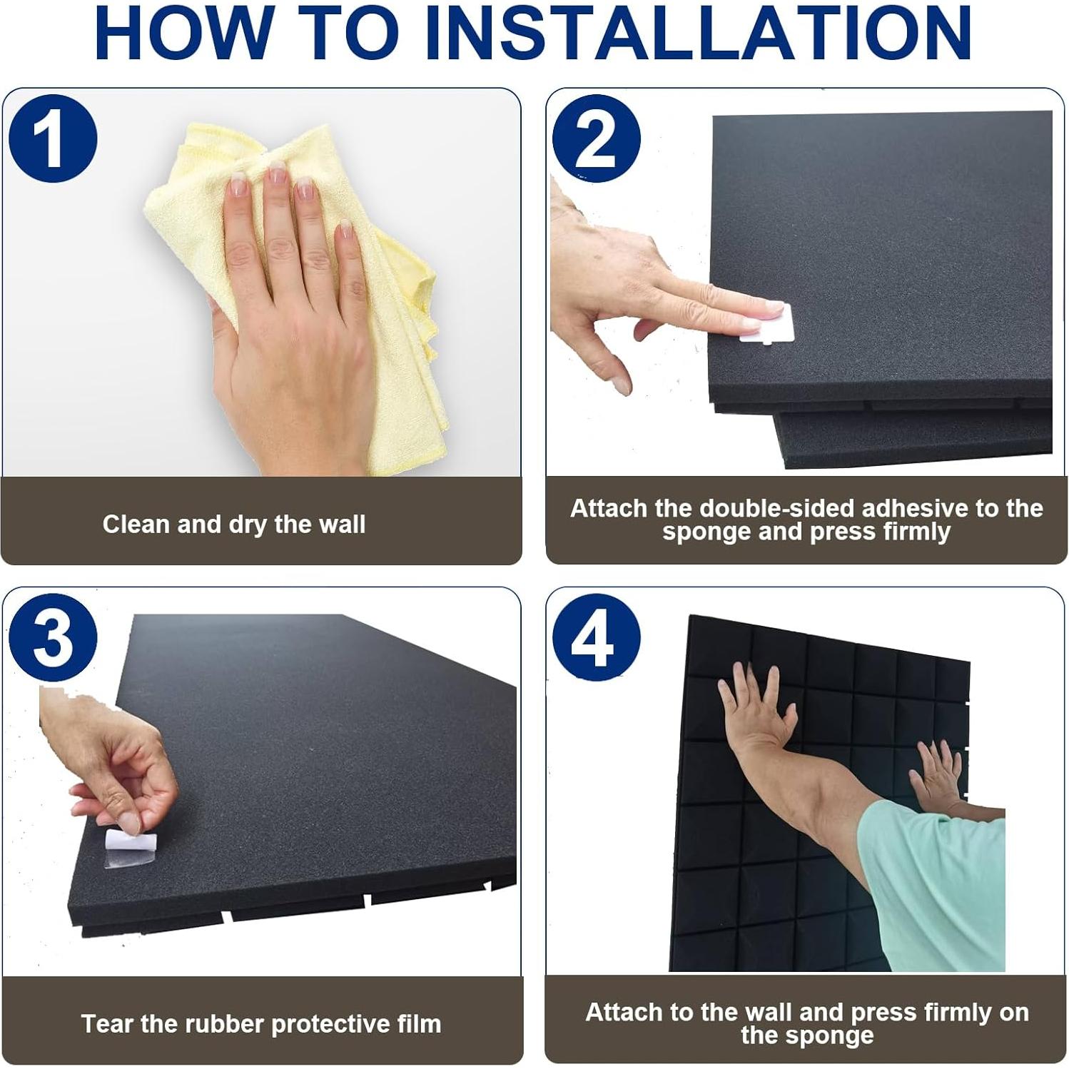 Paneles Acústicos de Espuma Aislantes 122x61x5 cm - Paquete de 2 Negro