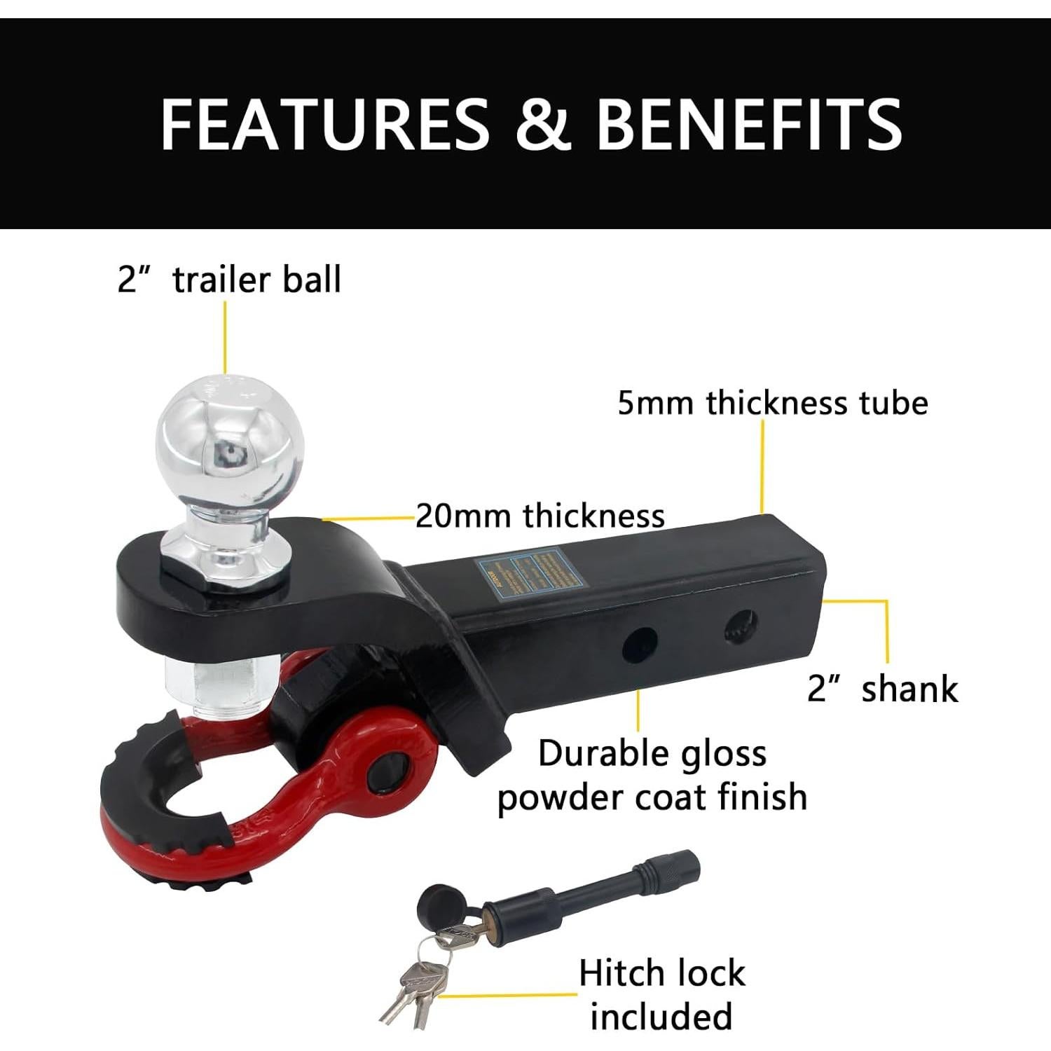Soporte de bola para enganche de remolque AUTDOUR 2 en 1