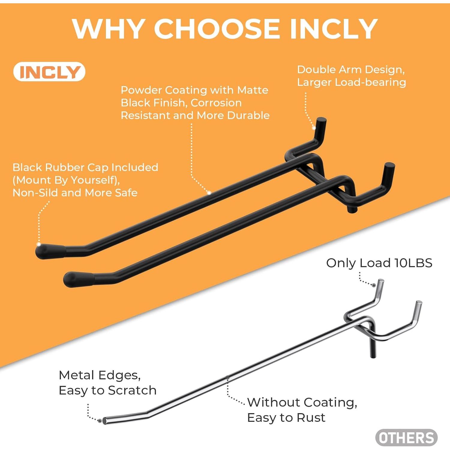 Ganchos de Tablero de Clavos INCLY 36 Piezas 10.16/15.24 cm