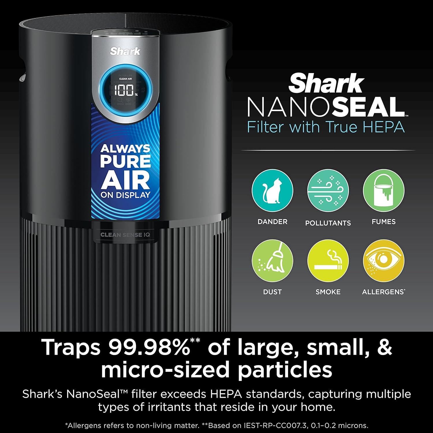 Purificador de Aire Shark AP1000 HEPA 102 m², Alergias, Silencioso