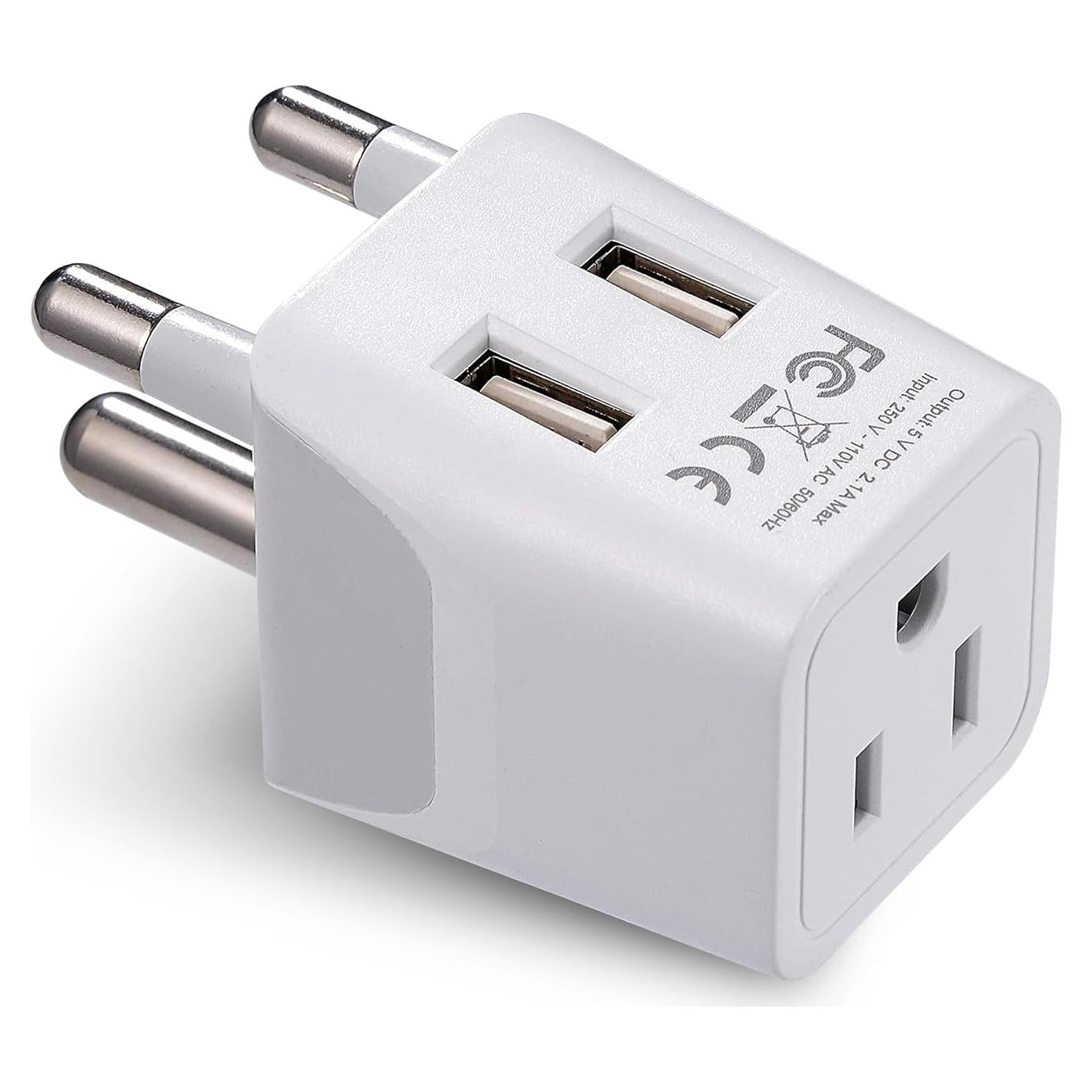 Adaptador de Viaje Ceptics Tipo M Sudáfrica con Doble USB