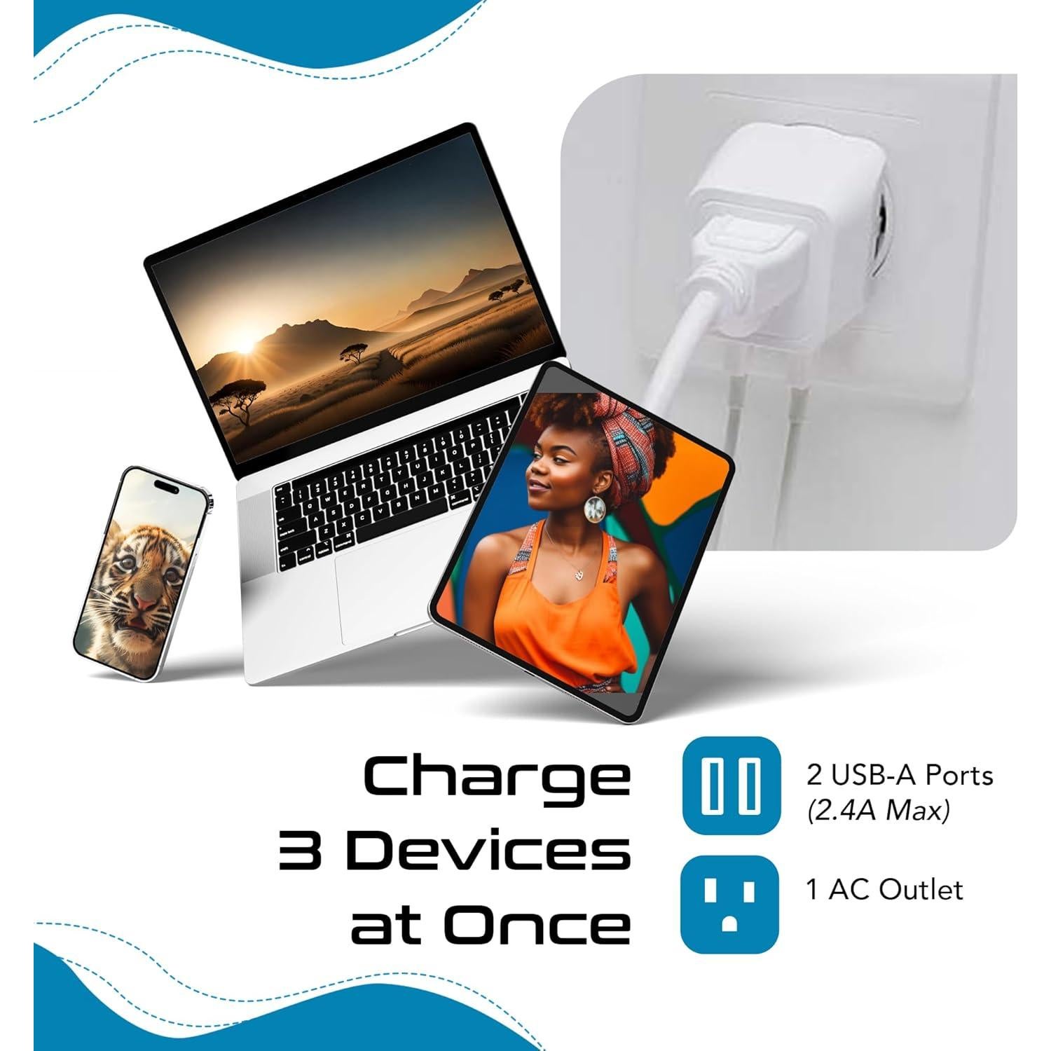 Adaptador de Viaje Ceptics Tipo M Sudáfrica con Doble USB