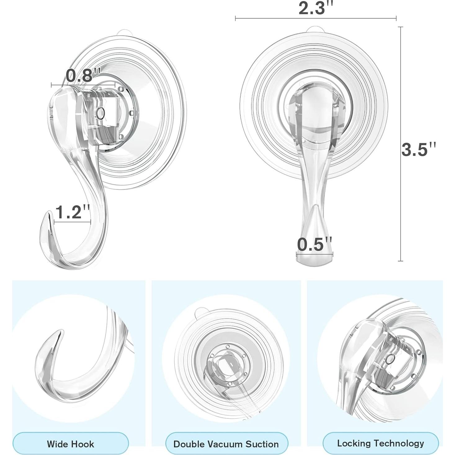 Ganchos de Ventosa VIS'V Transparentes 2 Pcs, 3 kg, Instalación Fácil