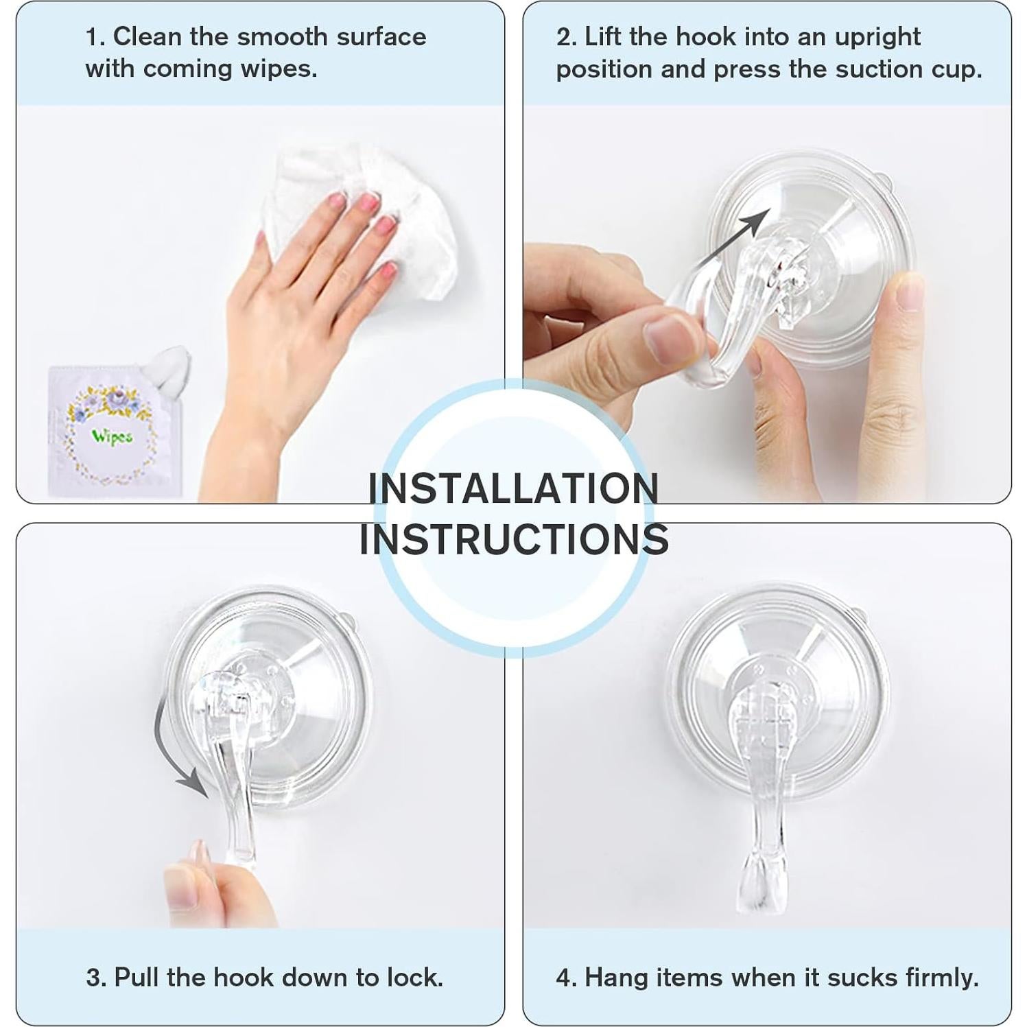 Ganchos de Ventosa VIS'V Transparentes 2 Pcs, 3 kg, Instalación Fácil