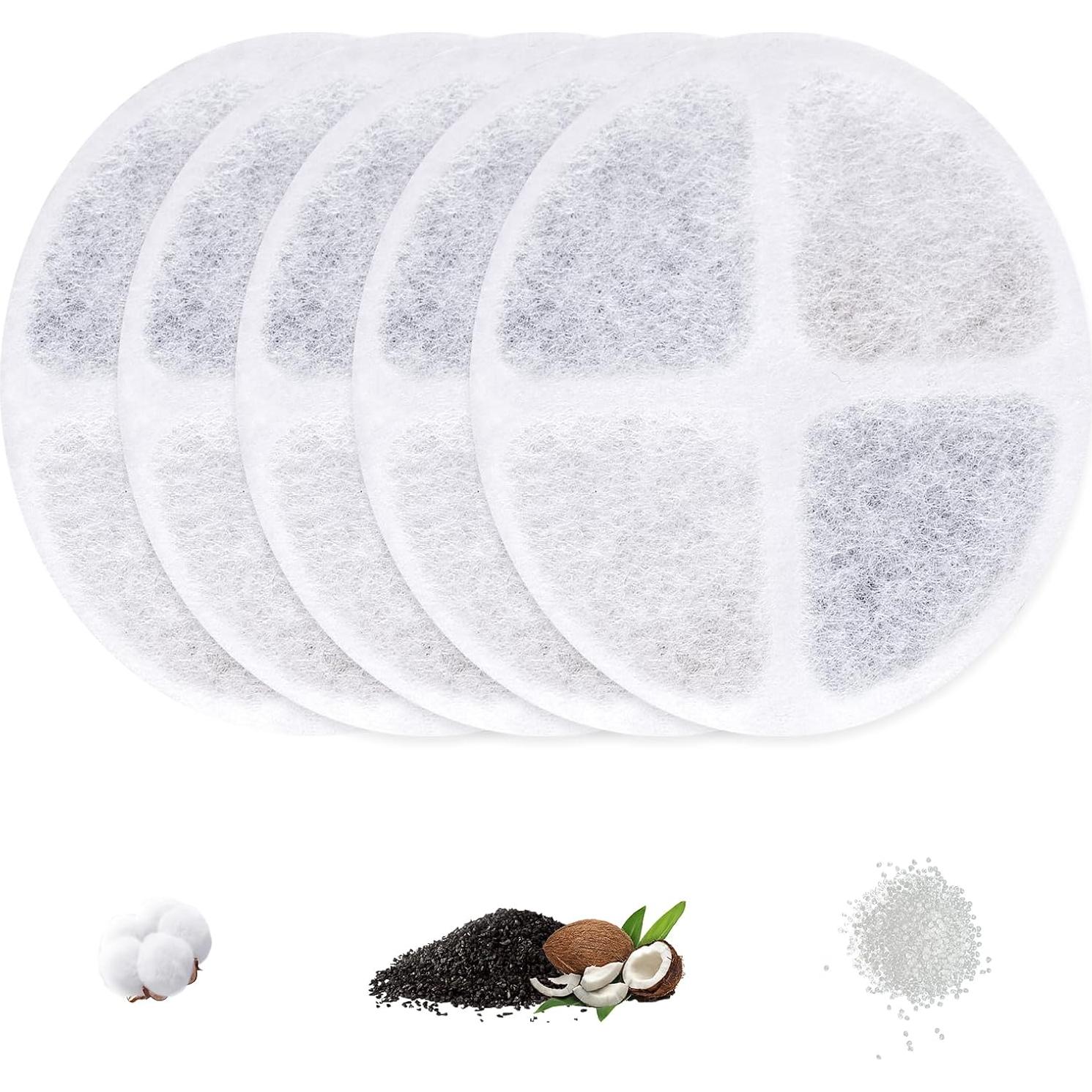 Filtros de Reemplazo Petsuper para Fuente de Agua 5 Piezas 1.8L