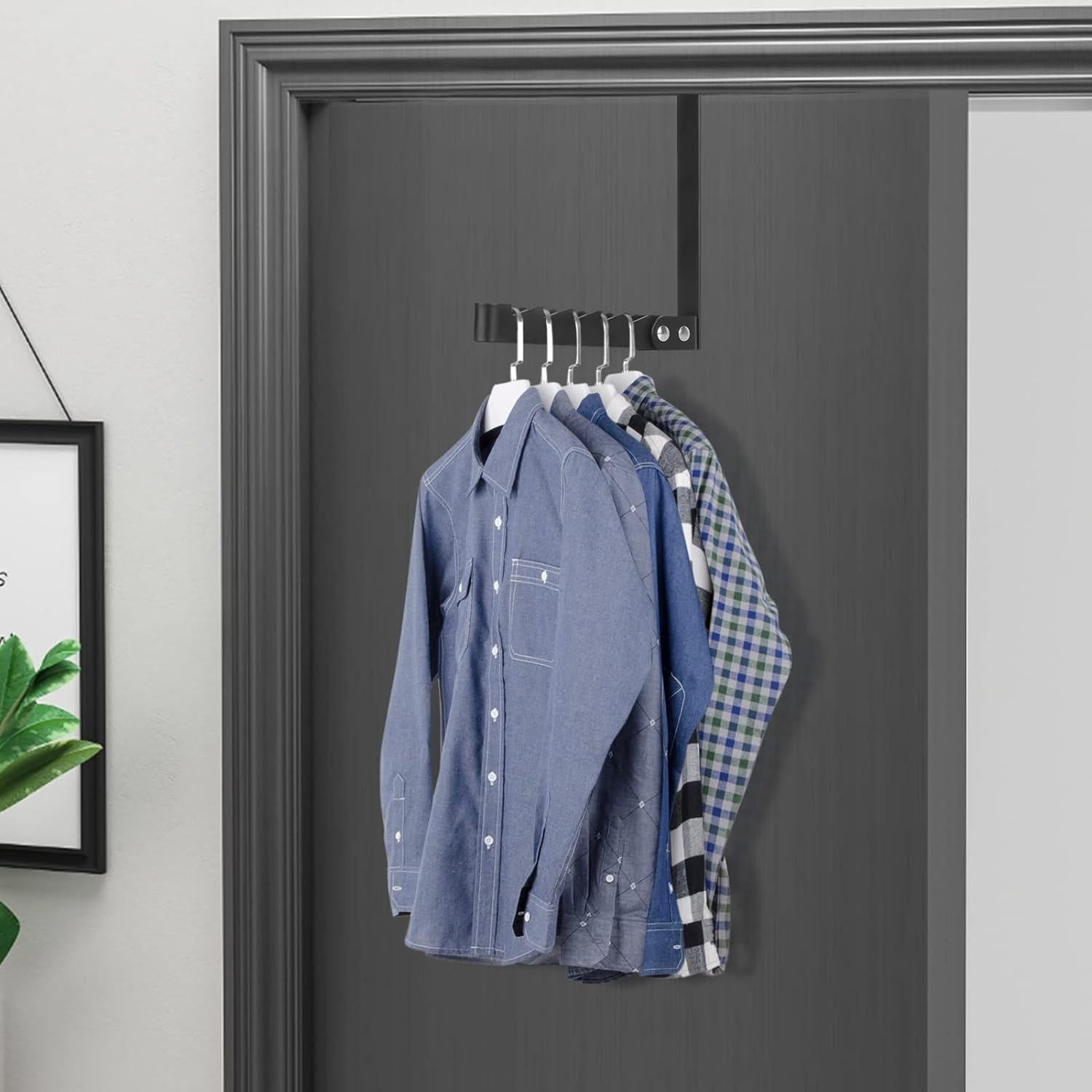 Ganchos Colgadores Sobre La Puerta FYY, Metal Negro Plegable