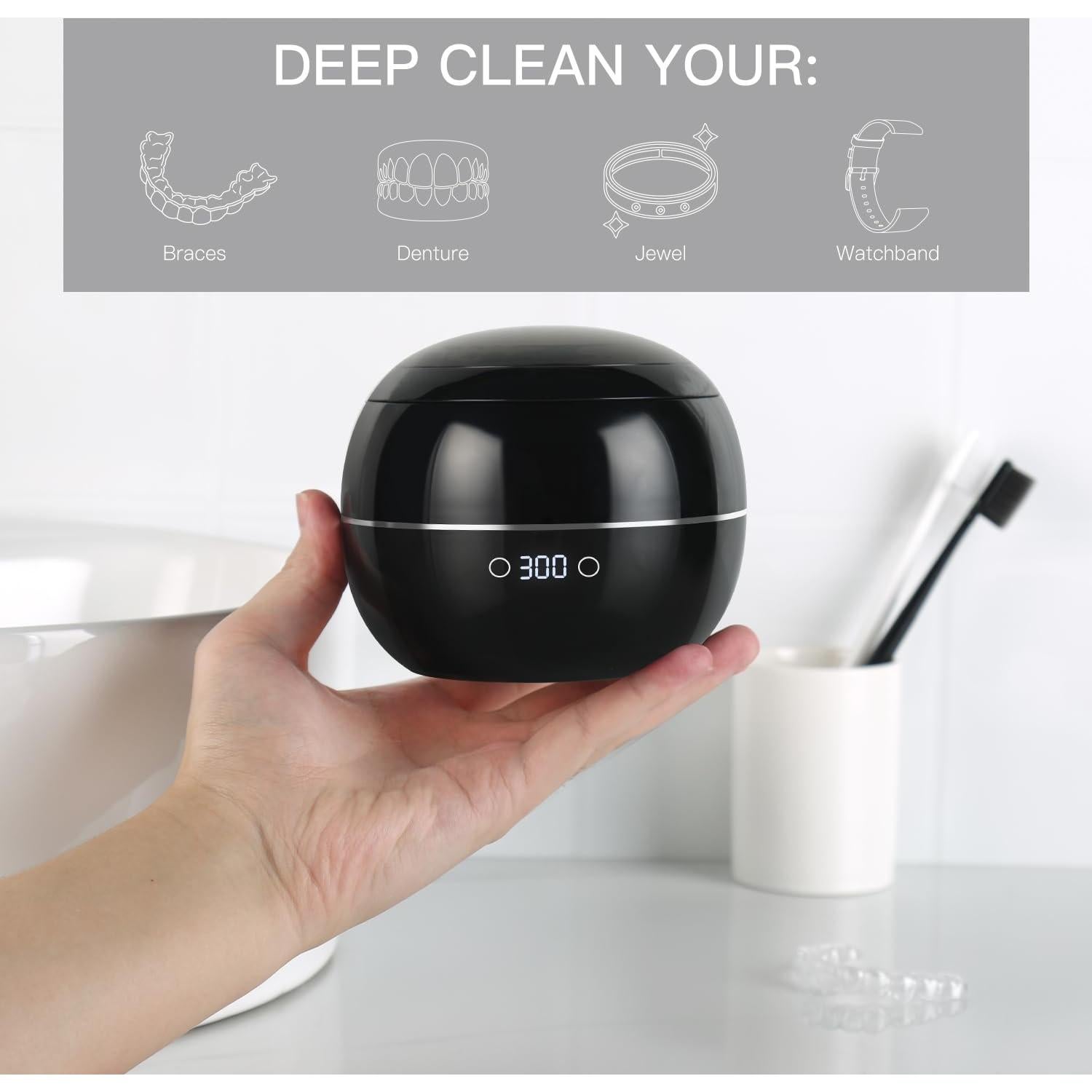 Limpiador Ultrasónico AMDISI para Dentaduras y Joyería 11x11 cm