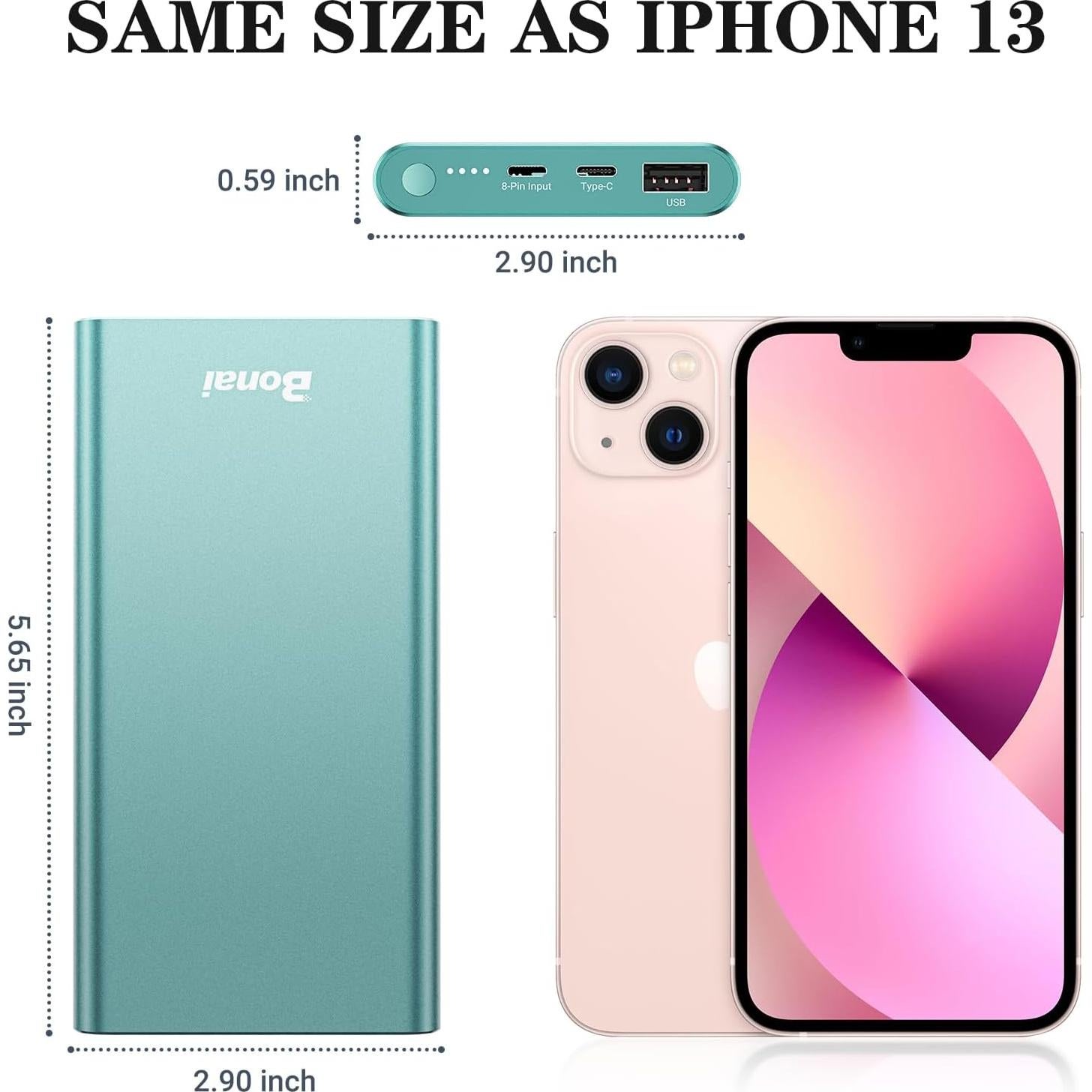 Cargador Portátil BONAI 12000mAh Carga Rápida USB-C y Lightning