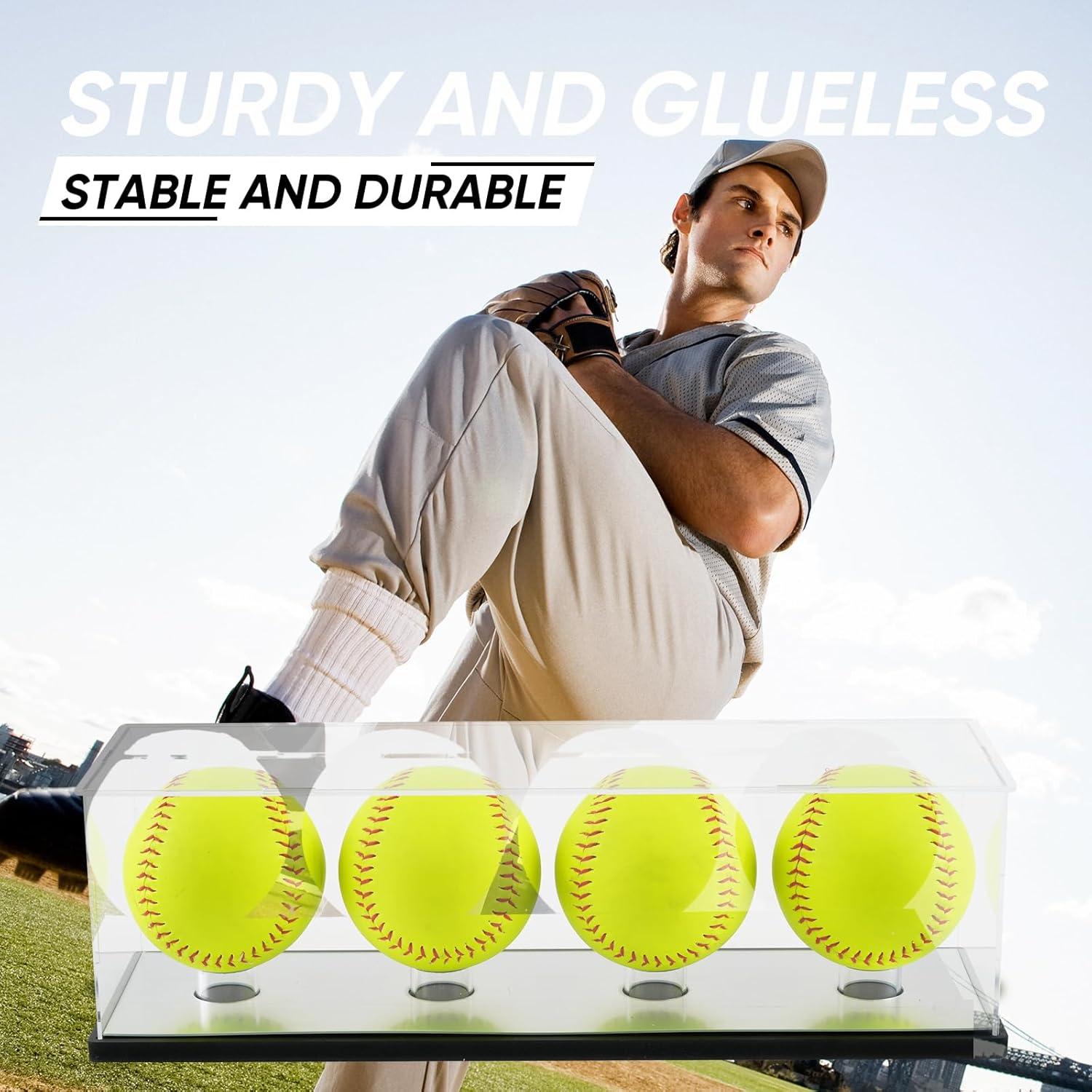 Estuche de exhibición de softball ZSN 4 piezas acrílico