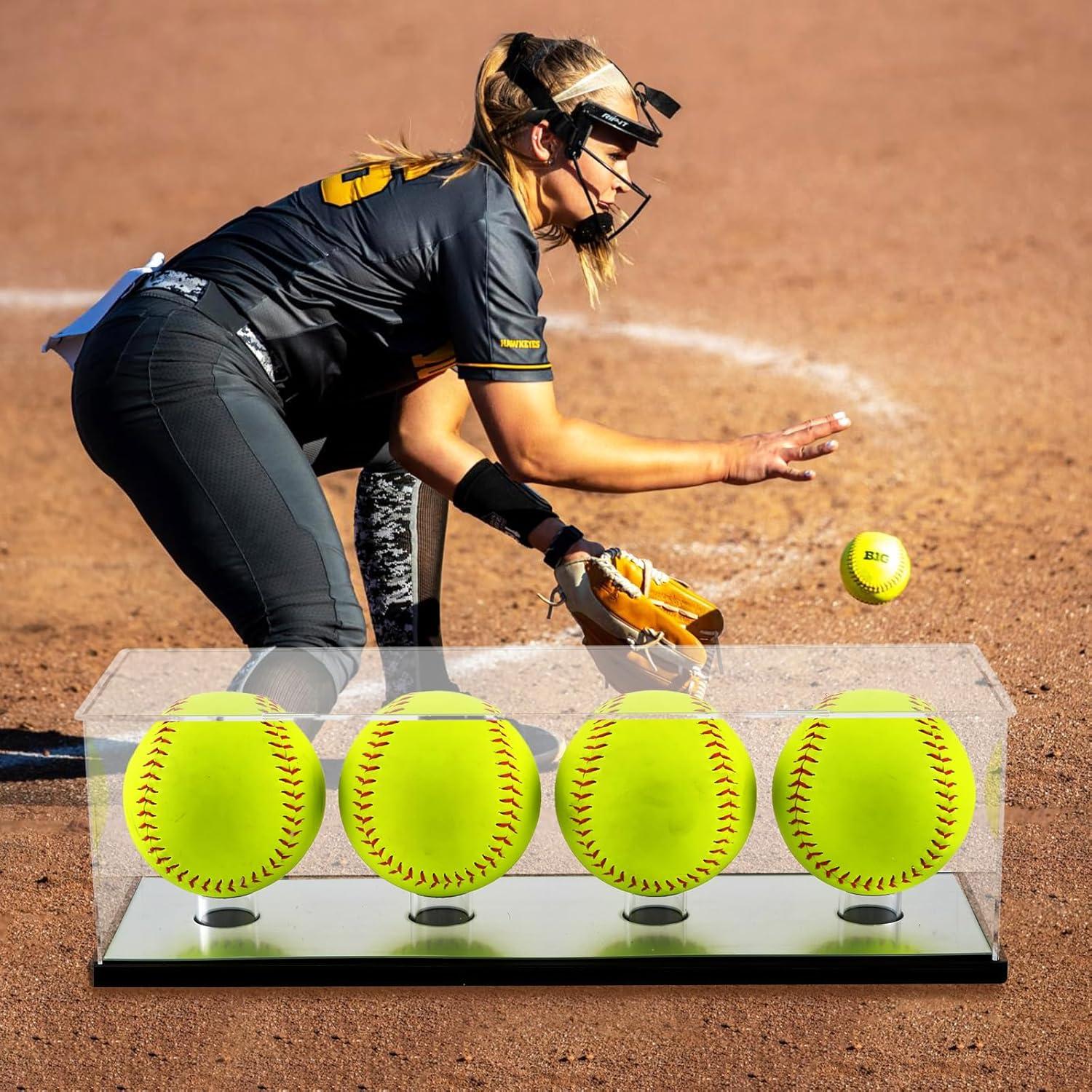 Estuche de exhibición de softball ZSN 4 piezas acrílico