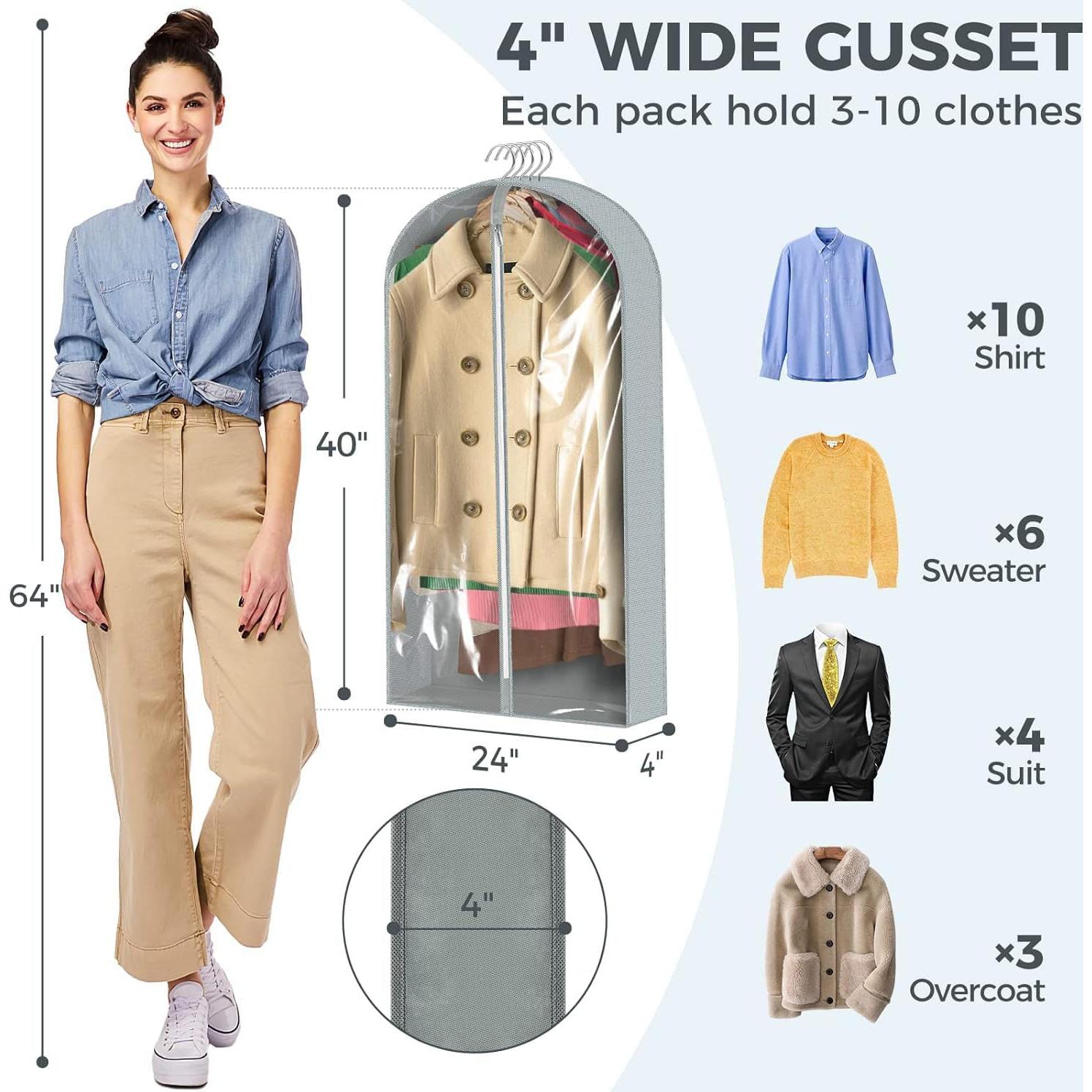 10 Bolsas de Ropa Colgantes AURUZA 101.6x10.16cm Transparente