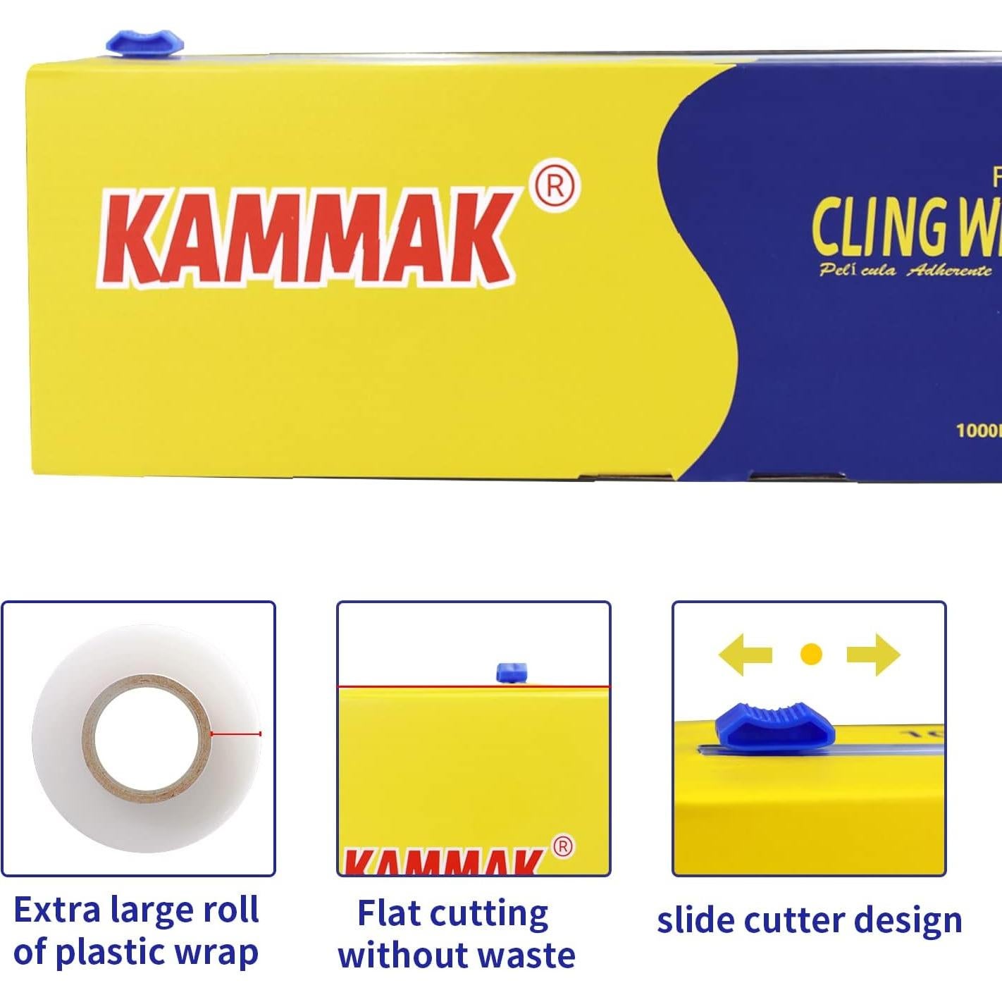 KAMMAK Envoltura Plástica con Cortador 30.48 cm x 92.9 m