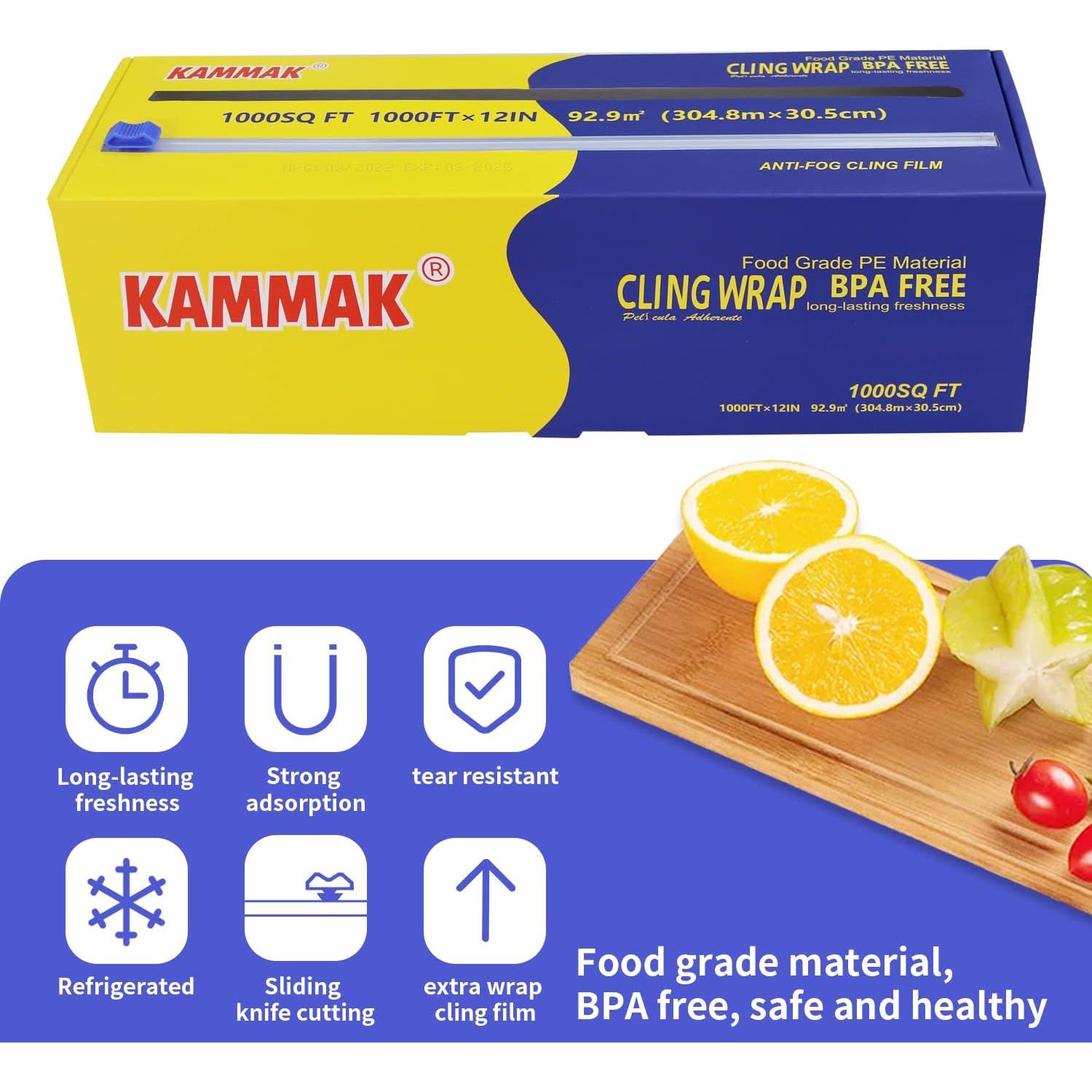 KAMMAK Envoltura Plástica con Cortador 30.48 cm x 92.9 m