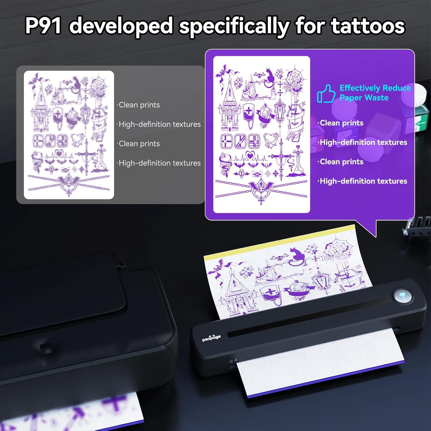 Impresora de Tatuajes PeriPage P91 Inalámbrica con Papel Térmico