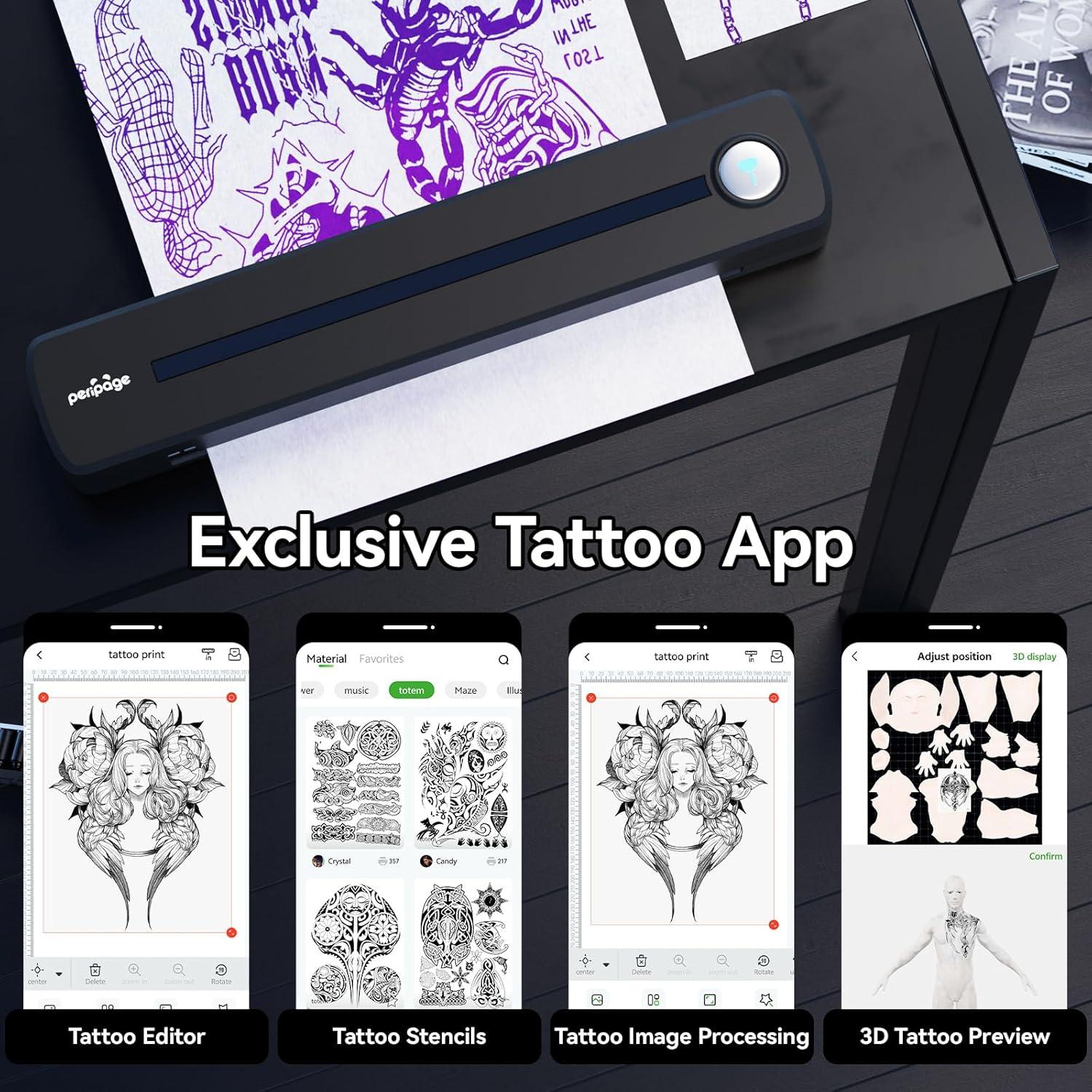 Impresora de Tatuajes PeriPage P91 Inalámbrica con Papel Térmico