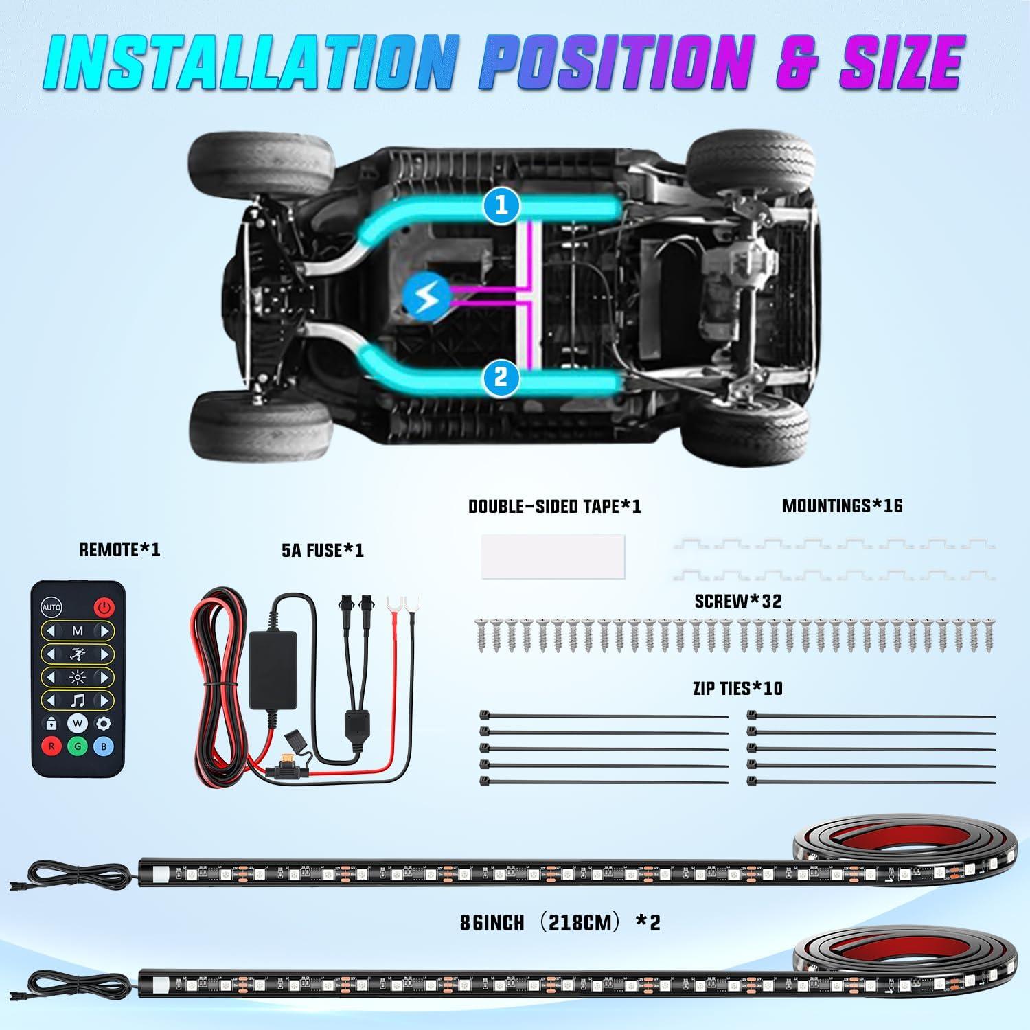 Kit de Luces LED Nilight para Carro de Golf 12-66V RGB