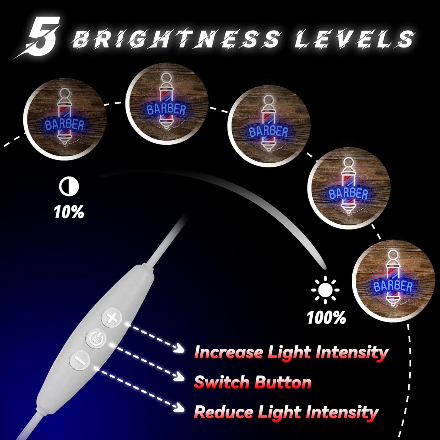 Letrero de Neón LED Barbería WAMPUTO 33.5x35 cm Azul