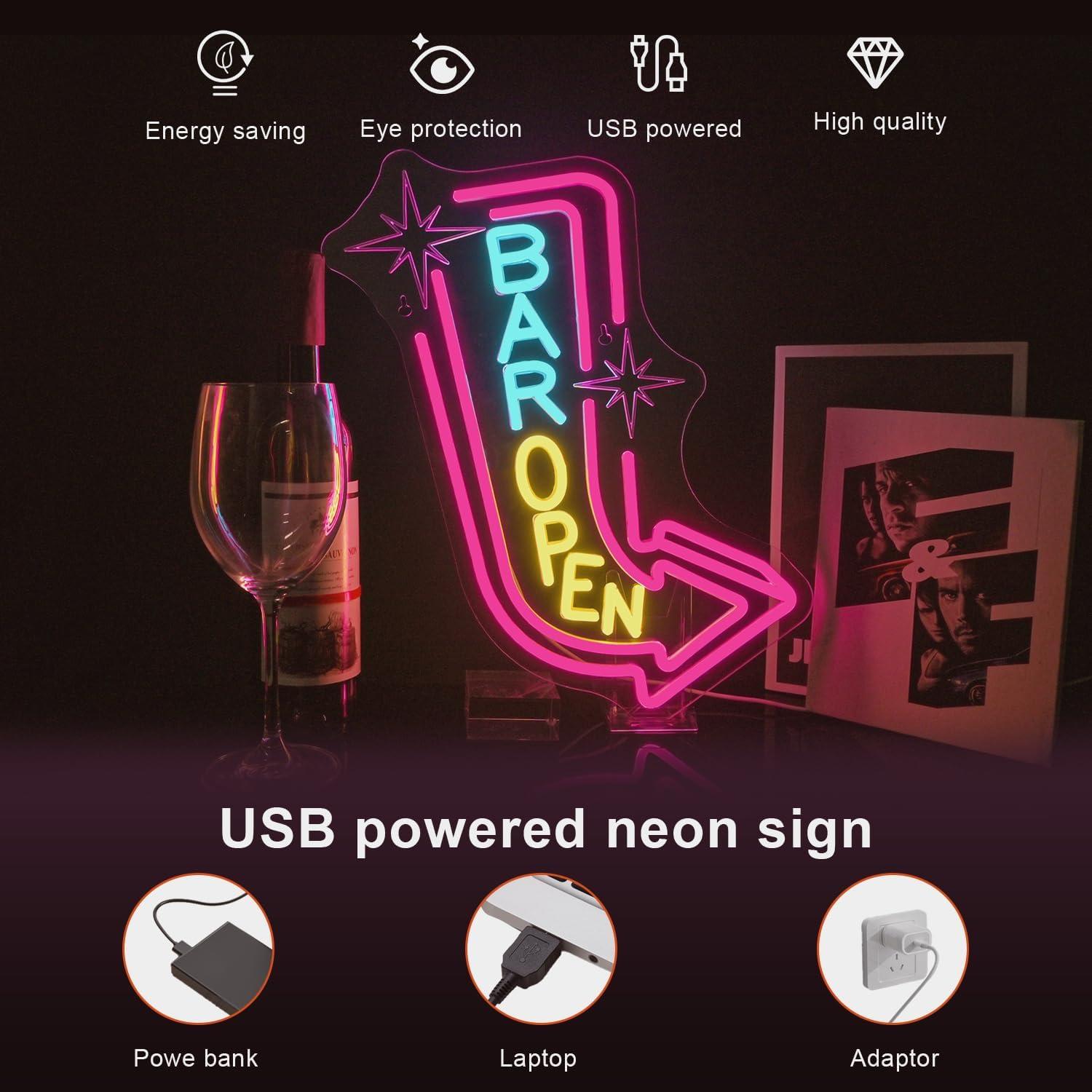 Cartel de Neón LED Abierto Lucunstar 35.5x20.3cm Decoración