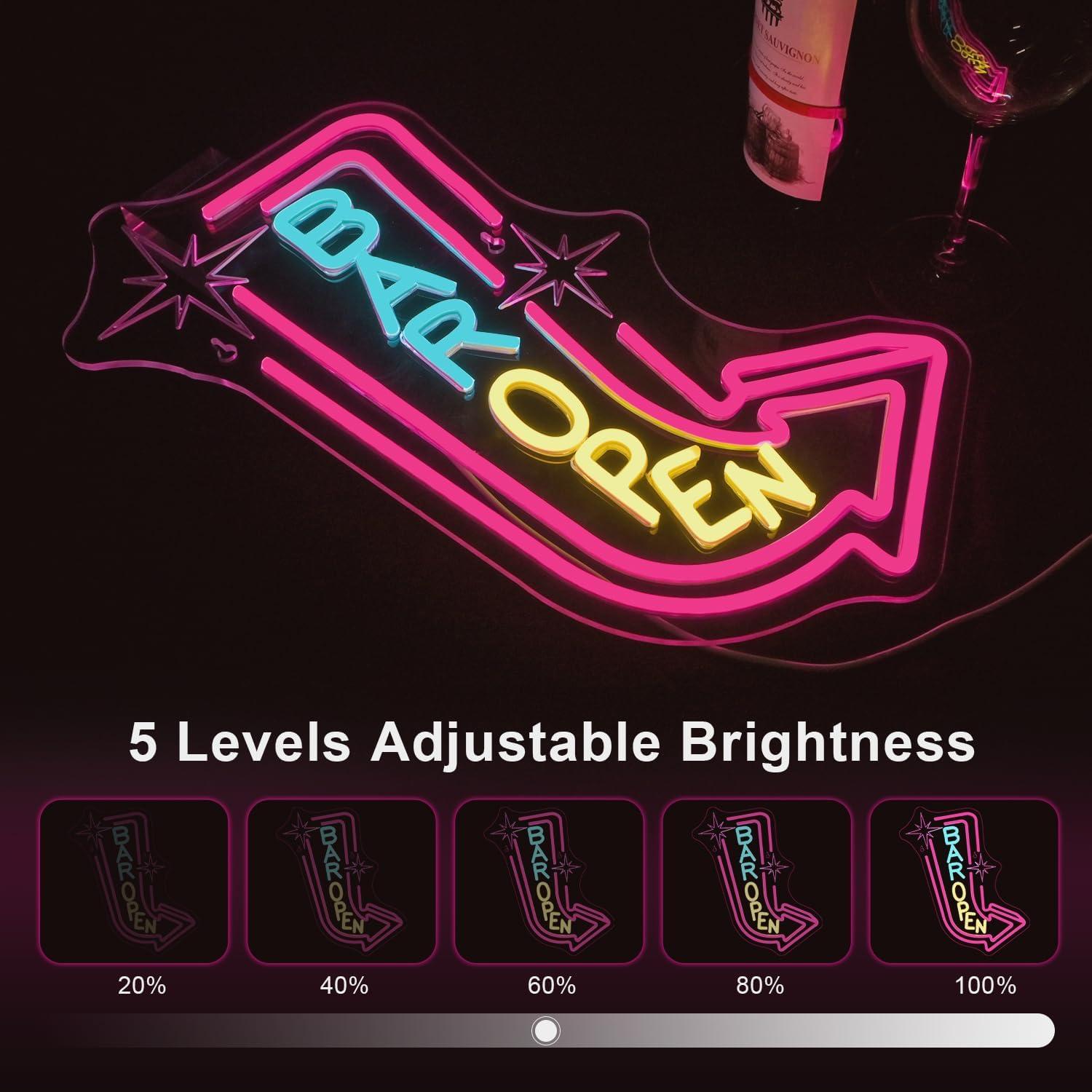 Cartel de Neón LED Abierto Lucunstar 35.5x20.3cm Decoración