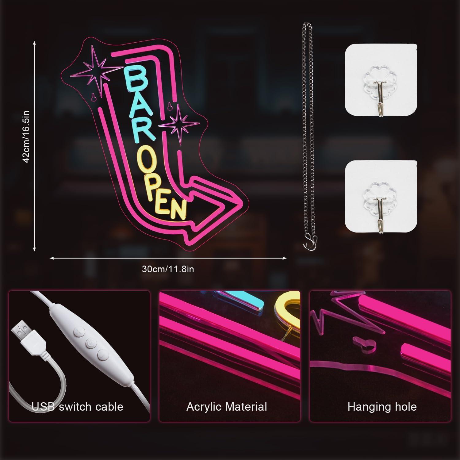 Cartel de Neón LED Abierto Lucunstar 35.5x20.3cm Decoración