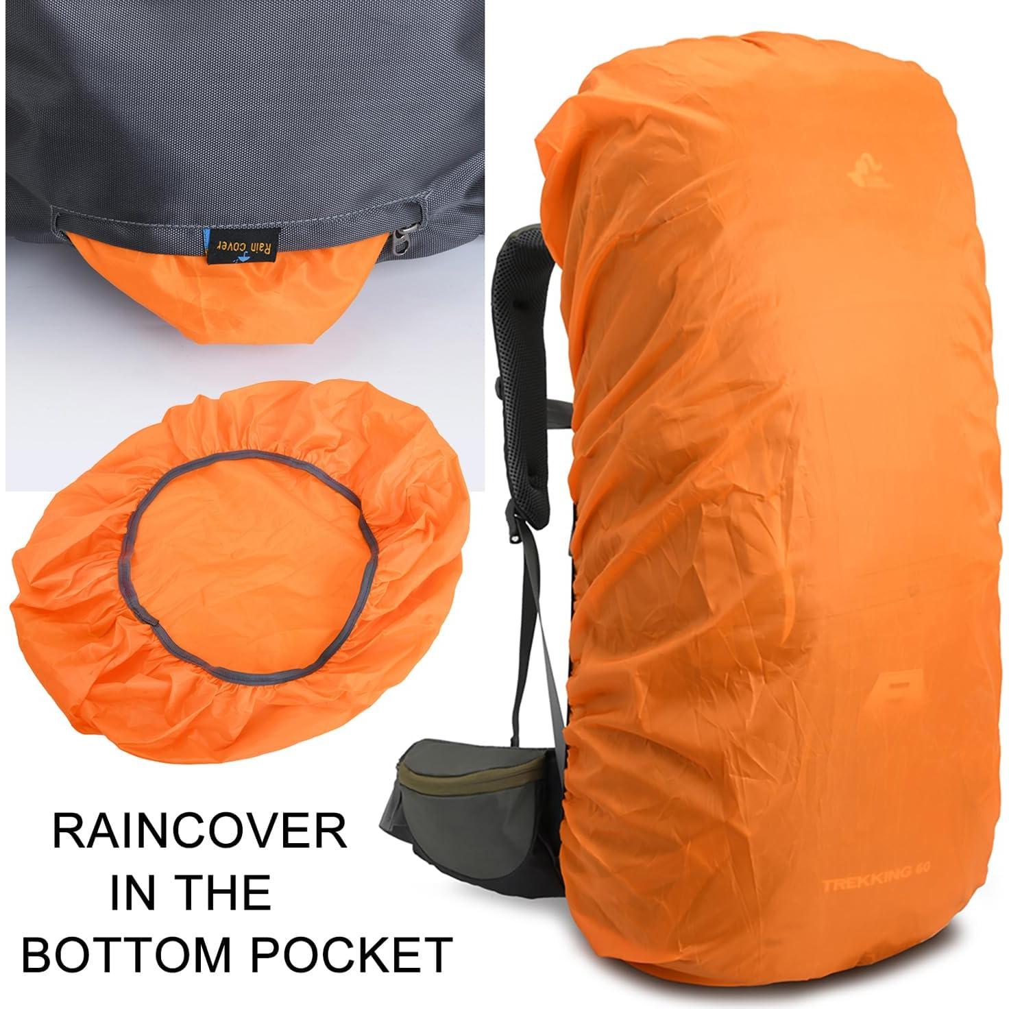Mochila de Senderismo Bseash 60L Impermeable con Funda Lluvia