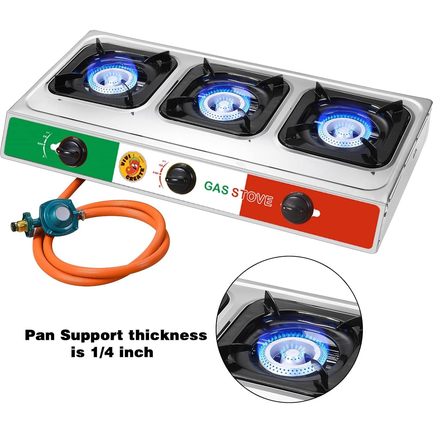 Estufa de Gas Propano Vivicreate 3 Quemadores 30000 BTU Acero Inoxidable