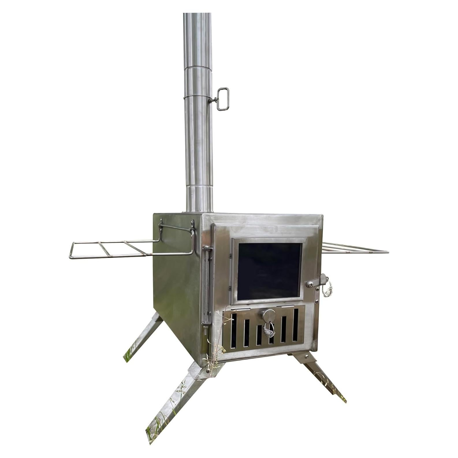 Estufa de leña portátil Tounto DBT01, acero inoxidable, 8.1 kg