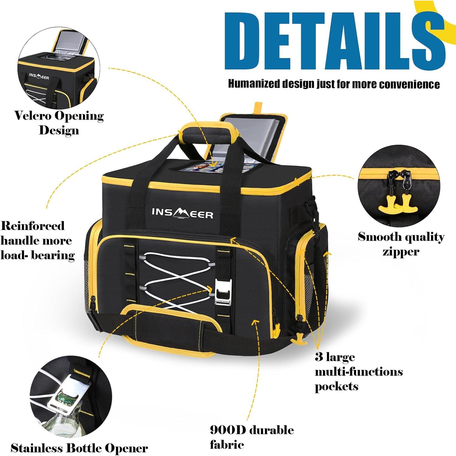 Bolsa Térmica INSMEER 45L Aislada Plegable para Playa y Camping