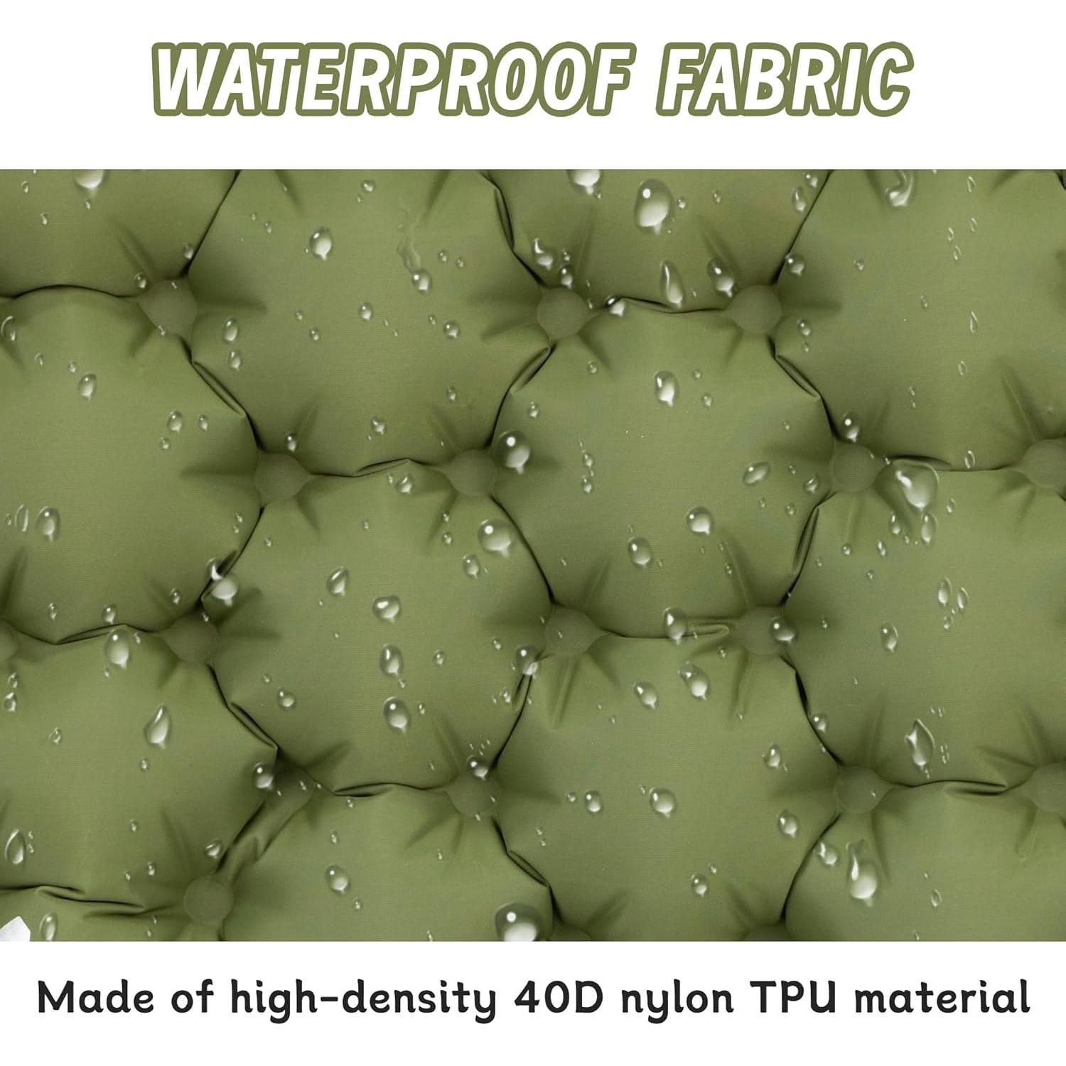 Cojín de Asiento Inflable YEEKORO Verde Militar 42x33cm