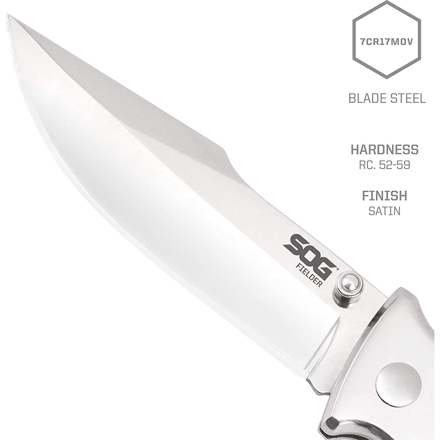 Cuchillo de bolsillo SOG Fielder G10 3.3" acero inoxidable negro