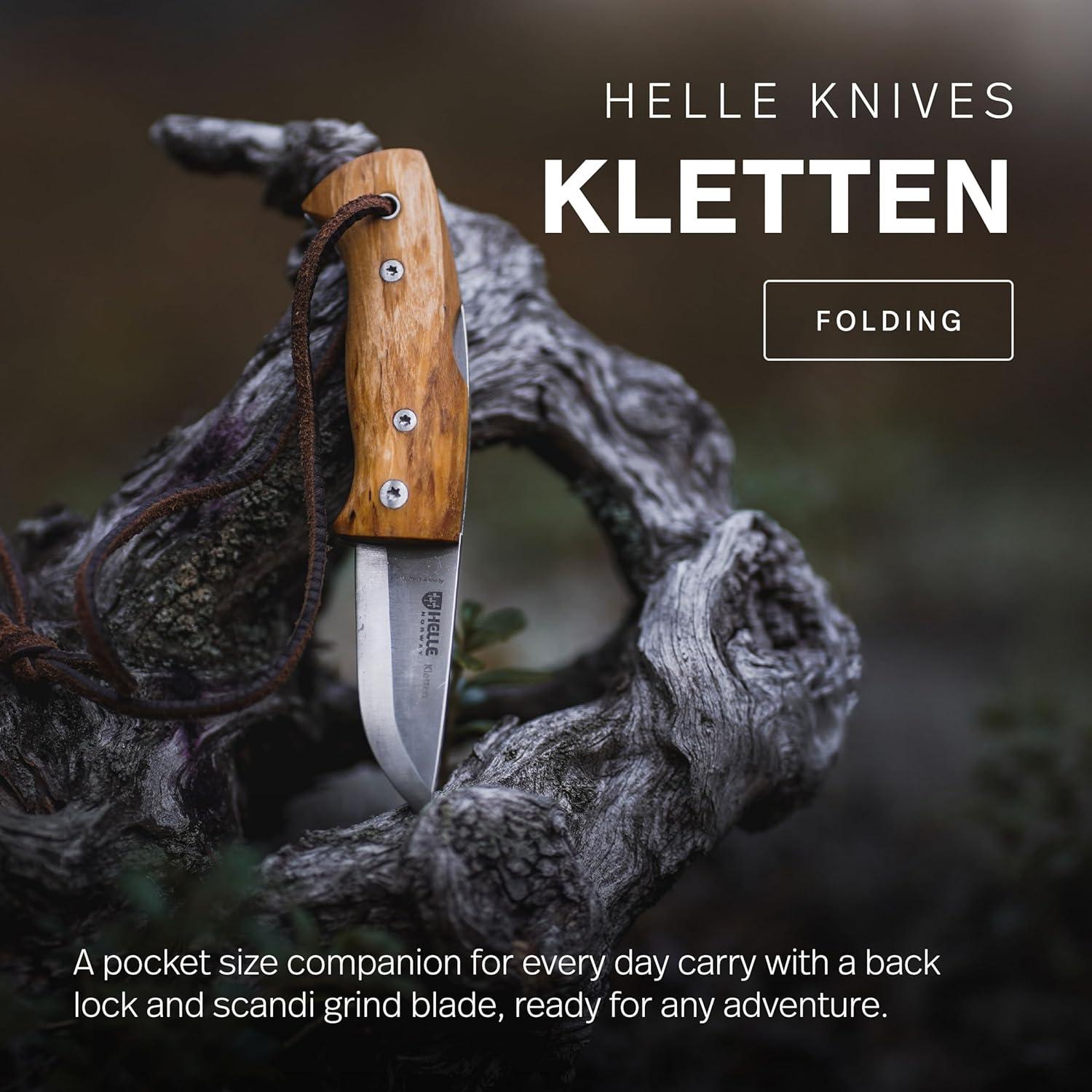 Cuchillo Plegable EDC HELLE Kletten - Acero Inoxidable y Madera