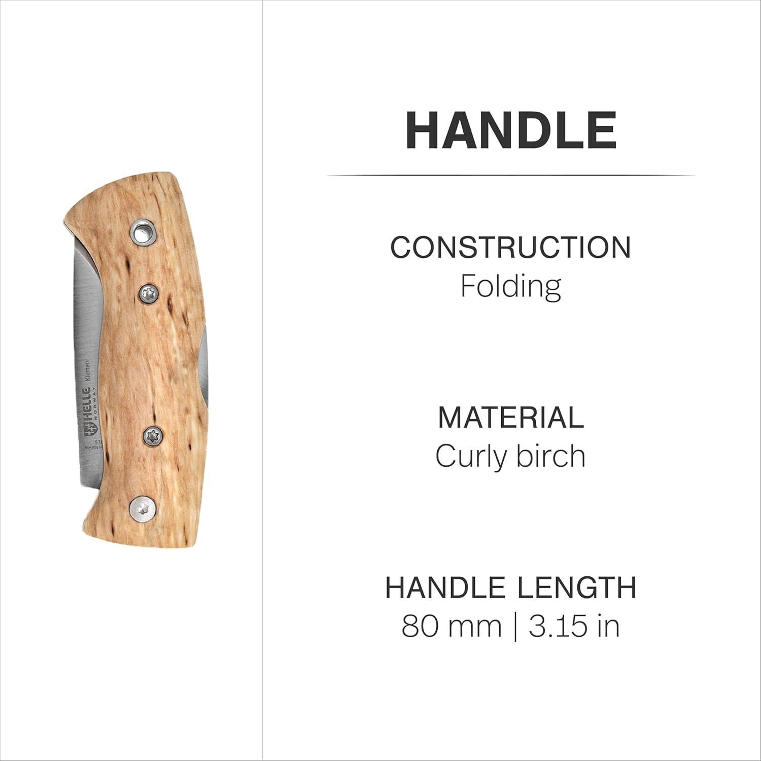 Cuchillo Plegable EDC HELLE Kletten - Acero Inoxidable y Madera