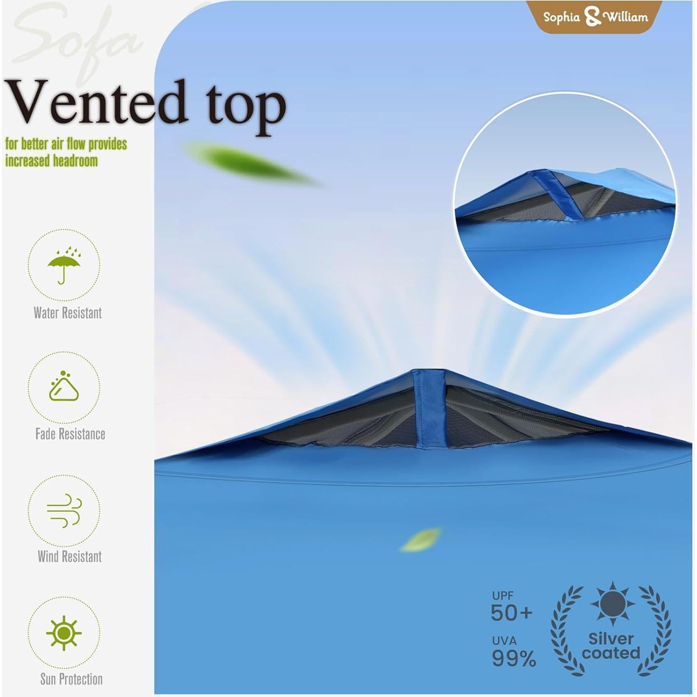 Carpa Plegable Sophia & William 3.05x3.05m Azul con Bolsa