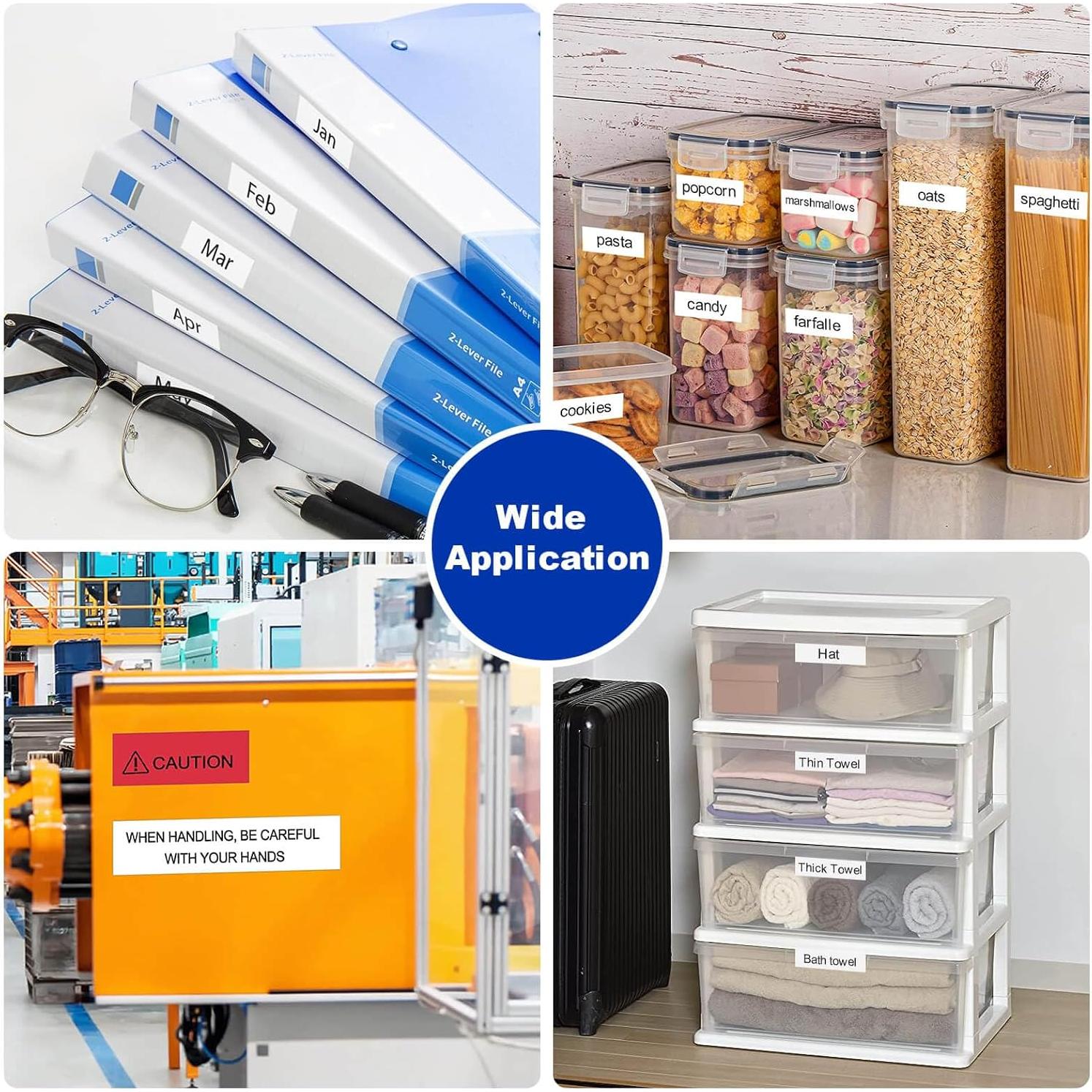 Cinta de Etiquetadora BAALAND TZe231 12mm Negro sobre Blanco 6-Pack