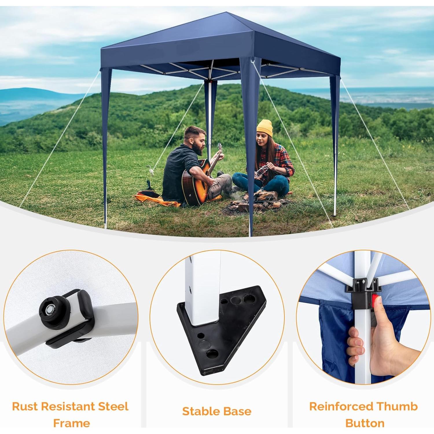 Carpa Pop Up VINGLI 1.98x1.98m Azul Resistente al Agua