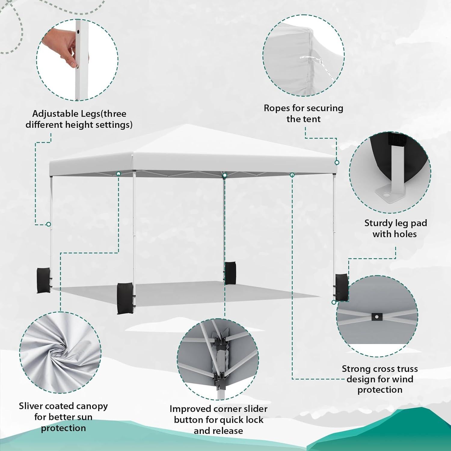 Carpa Plegable EROMMY 3.66x3.66m Impermeable con Accesorios