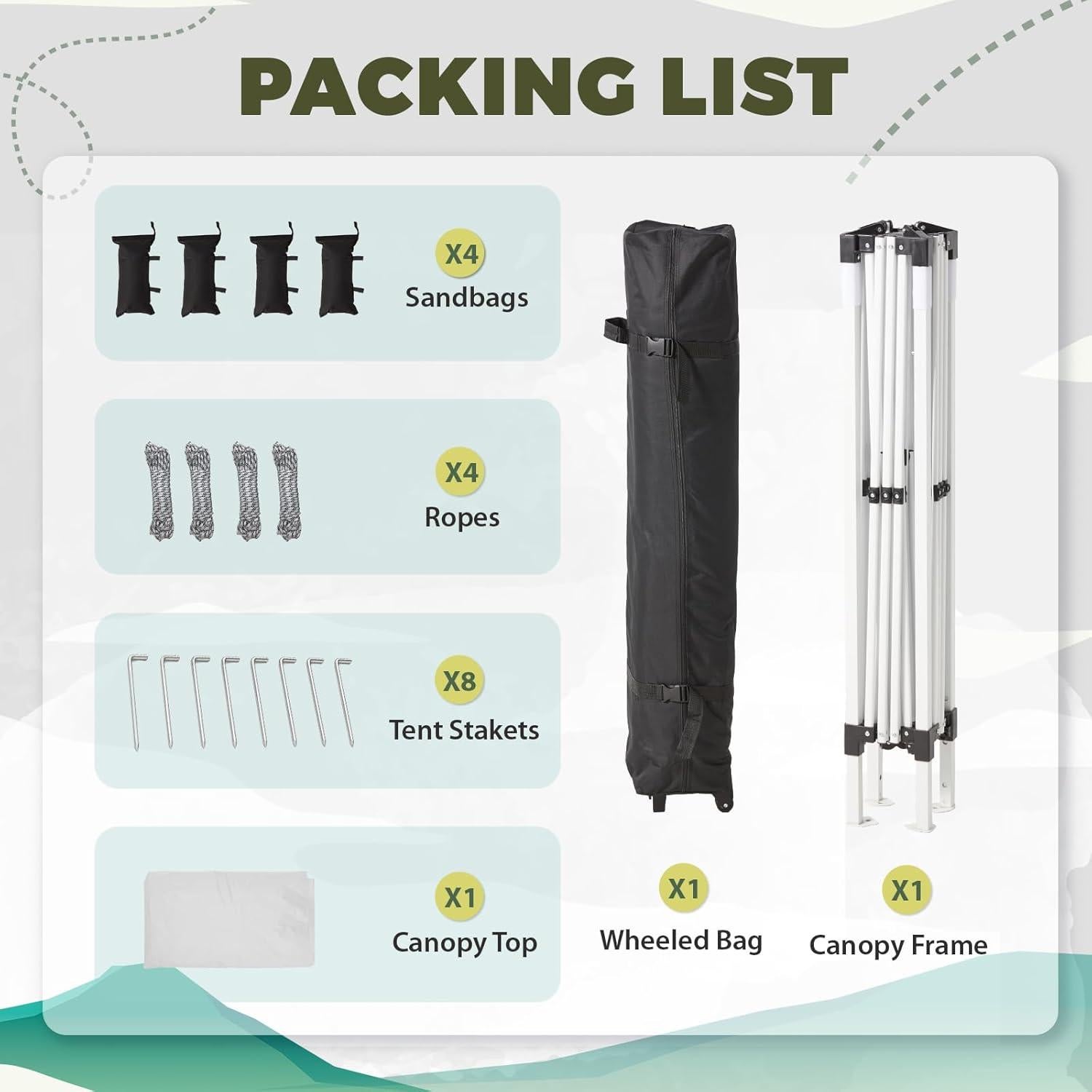 Carpa Plegable EROMMY 3.66x3.66m Impermeable con Accesorios