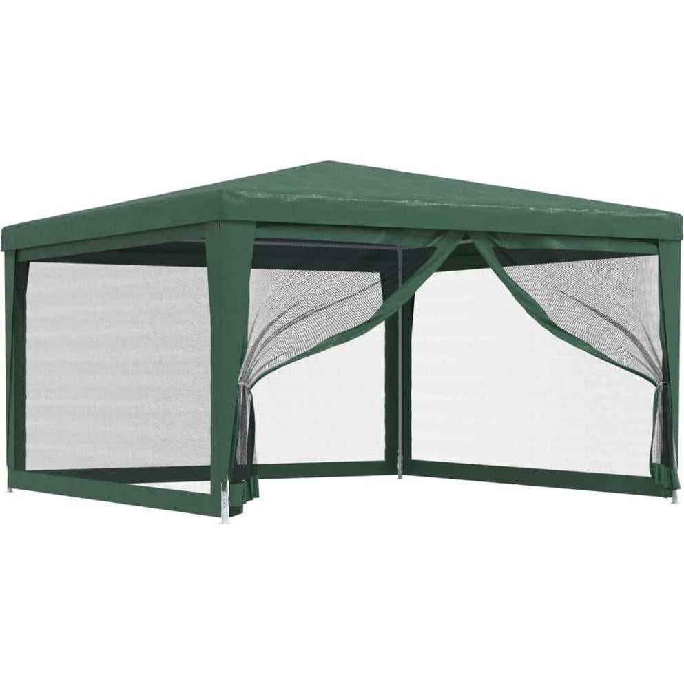 Carpa de Fiesta YELWHI 4 Paredes Malla Verde 396x396cm HDPE