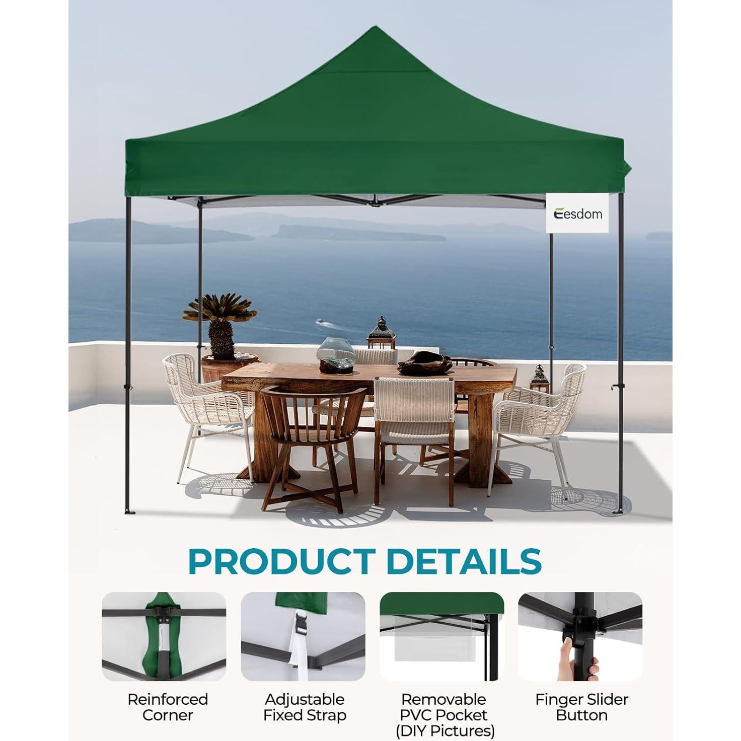 Carpa Plegable 10x10 Eesdom Verde Bosque Impermeable