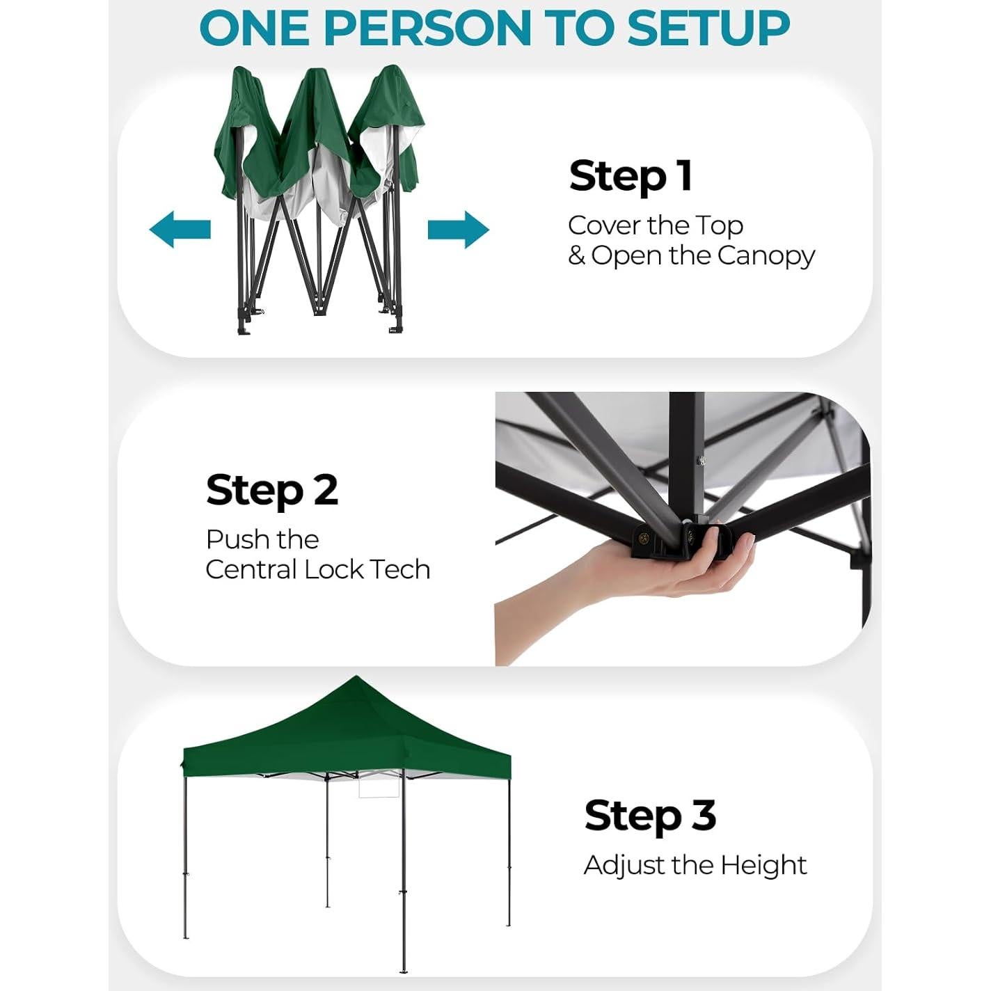 Carpa Plegable 10x10 Eesdom Verde Bosque Impermeable