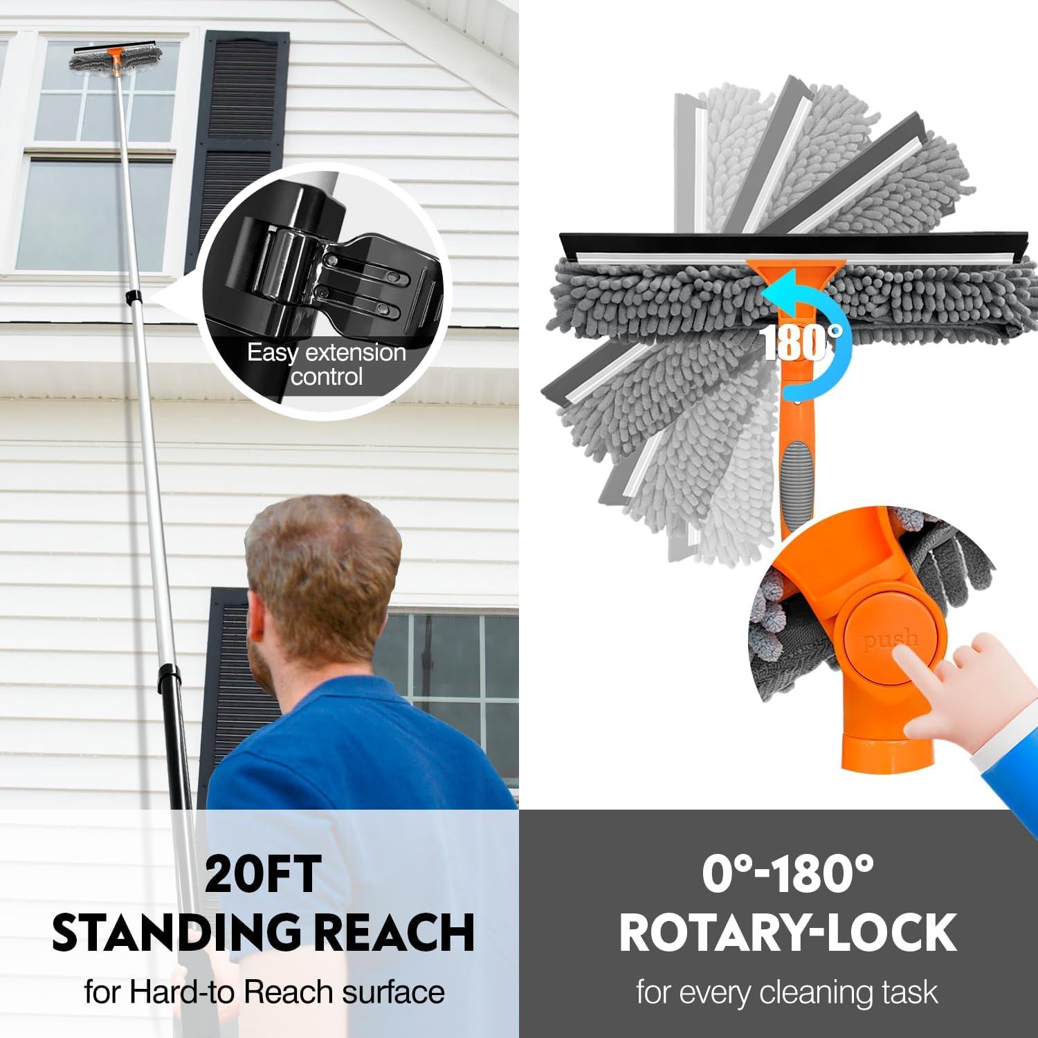 Limpiaparabrisas 2 en 1 ARTIPOLY 14" con palo extensible 5-12 pies