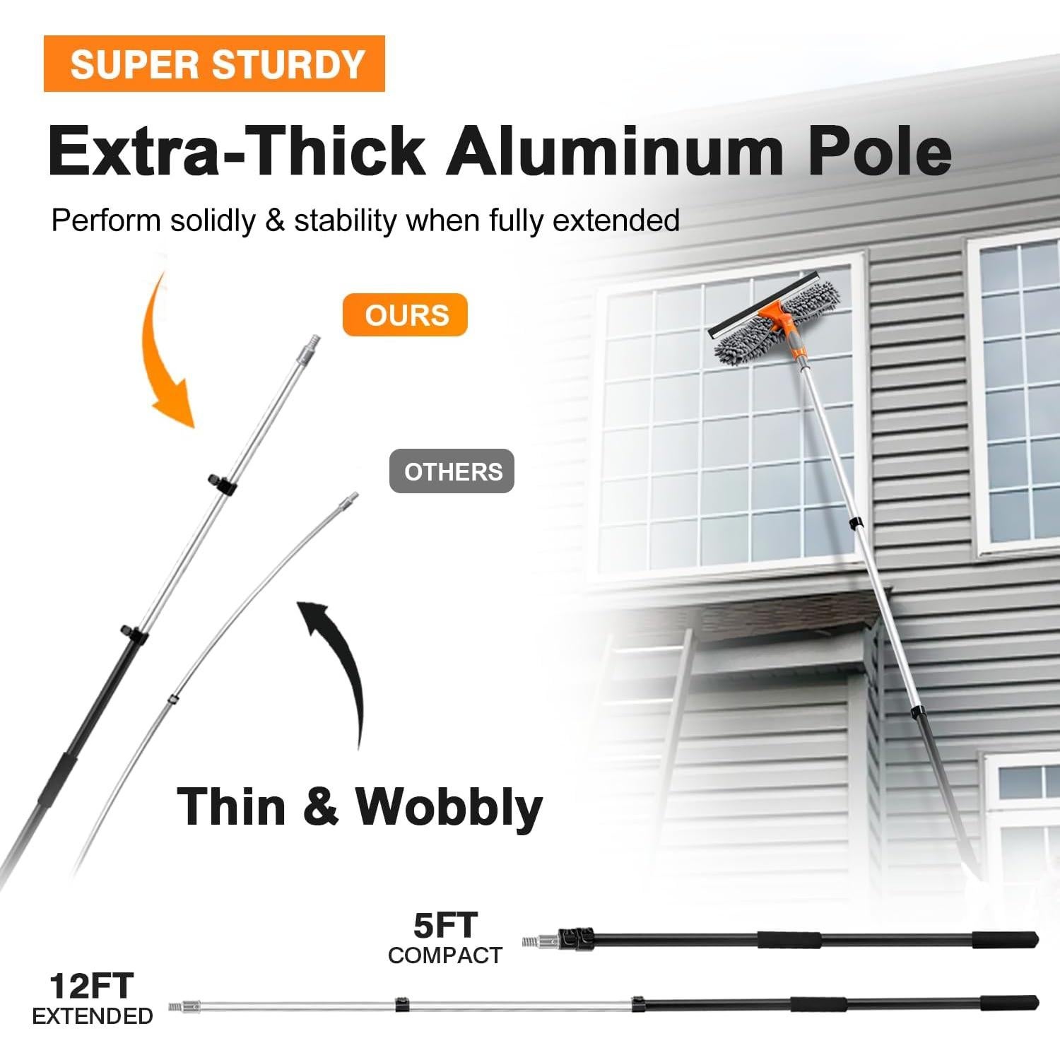 Limpiaparabrisas 2 en 1 ARTIPOLY 14" con palo extensible 5-12 pies