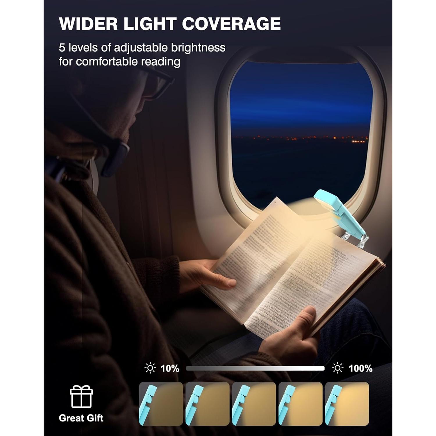 Luz de libro recargable USB LUOLEDE con 3 colores y 5 brillos